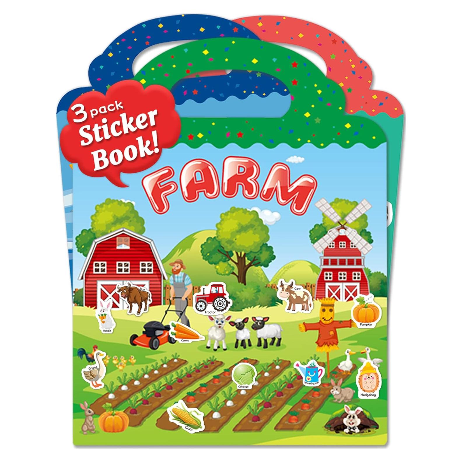 Libro de Pegatinas Reutilizables Benresive para Niños 2-4 Años