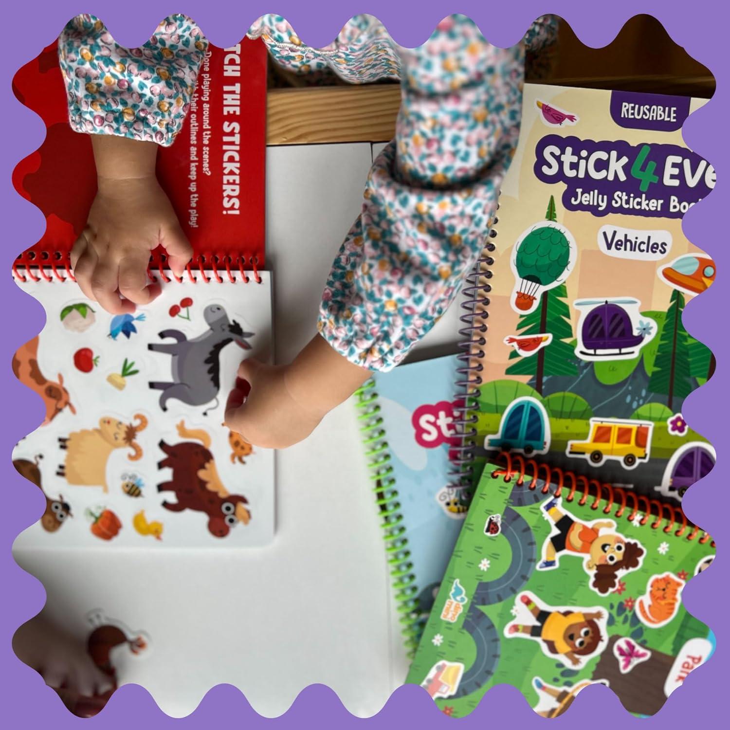 Stick4Ever Libro de Stickers de Gel DINO MINI - Granja 50 Piezas