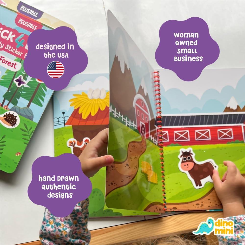 Stick4Ever Libro de Stickers de Gel DINO MINI - Granja 50 Piezas