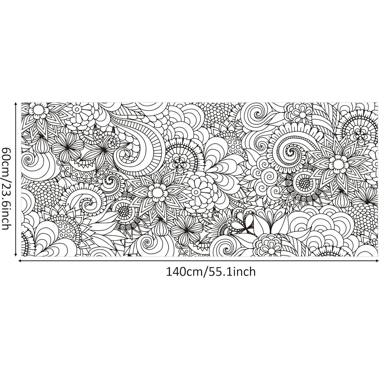 Póster de Colorear Mandala Jumbo Dvbonike 140x60 cm Floral