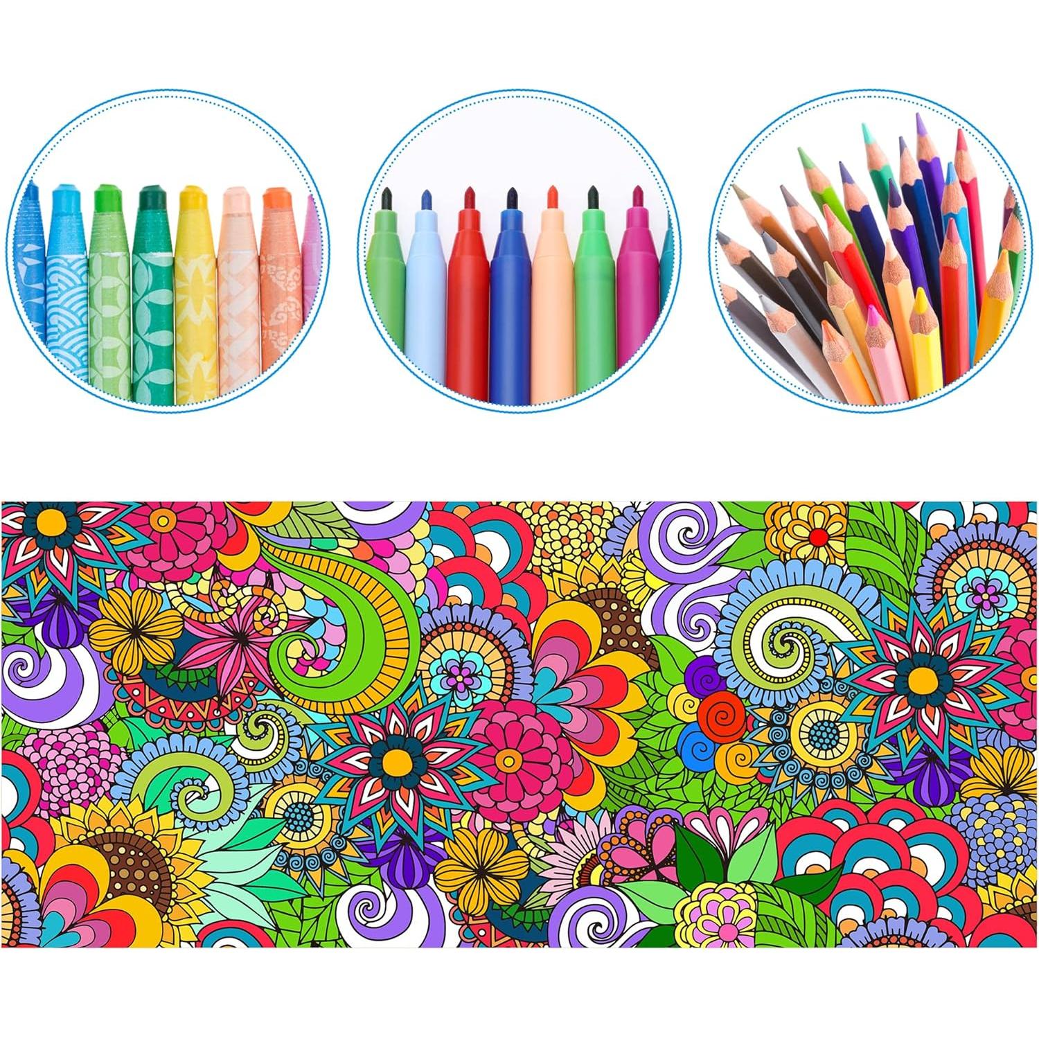 Póster de Colorear Mandala Jumbo Dvbonike 140x60 cm Floral