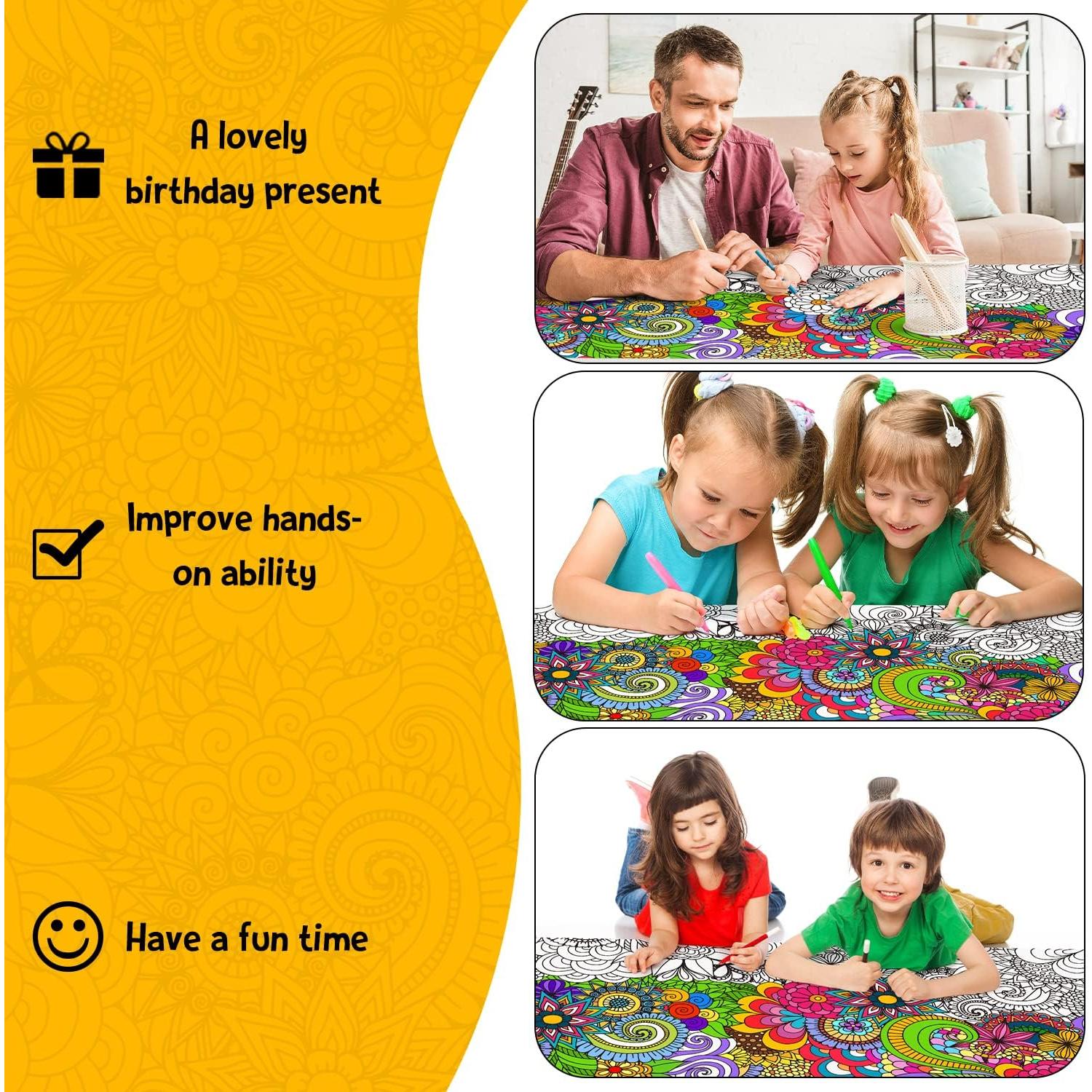 Póster de Colorear Mandala Jumbo Dvbonike 140x60 cm Floral