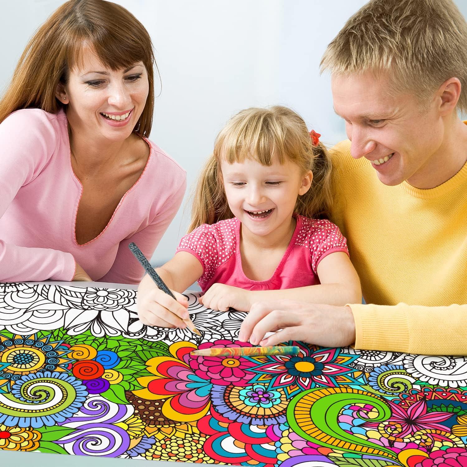 Póster de Colorear Mandala Jumbo Dvbonike 140x60 cm Floral