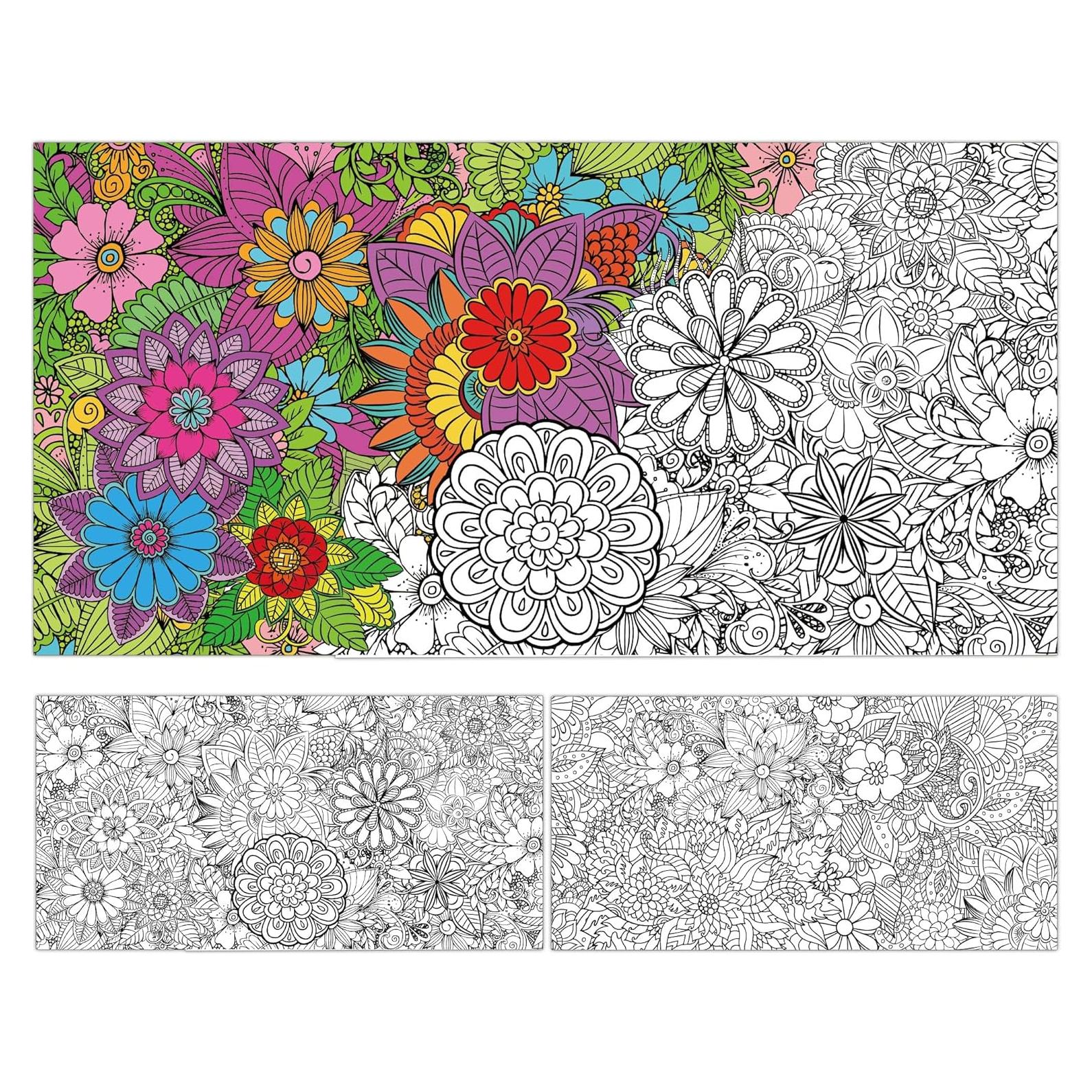 Paquete de 2 Pósters Gigantes para Colorear Mandala ZOIIWA 127x76 cm