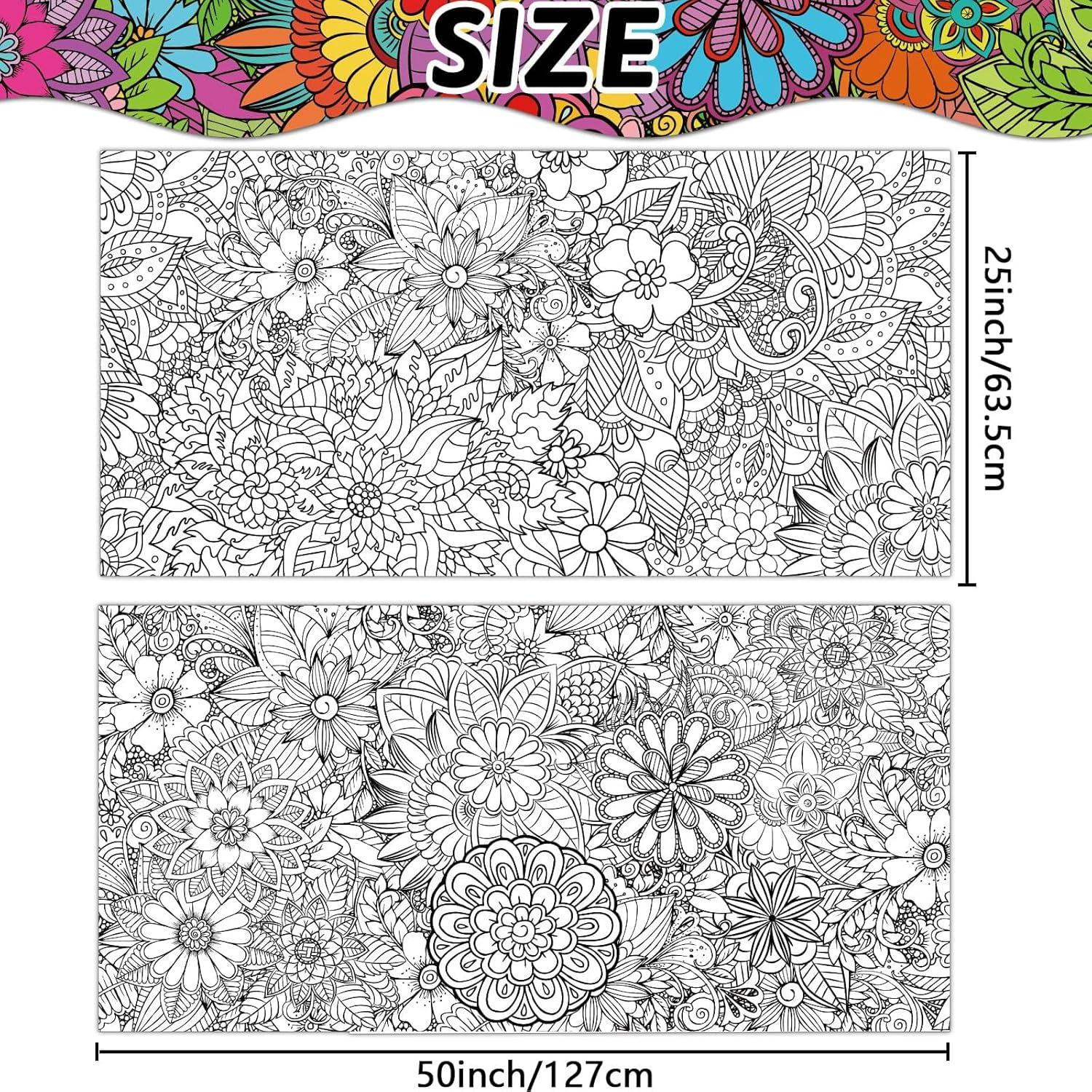 Paquete de 2 Pósters Gigantes para Colorear Mandala ZOIIWA 127x76 cm