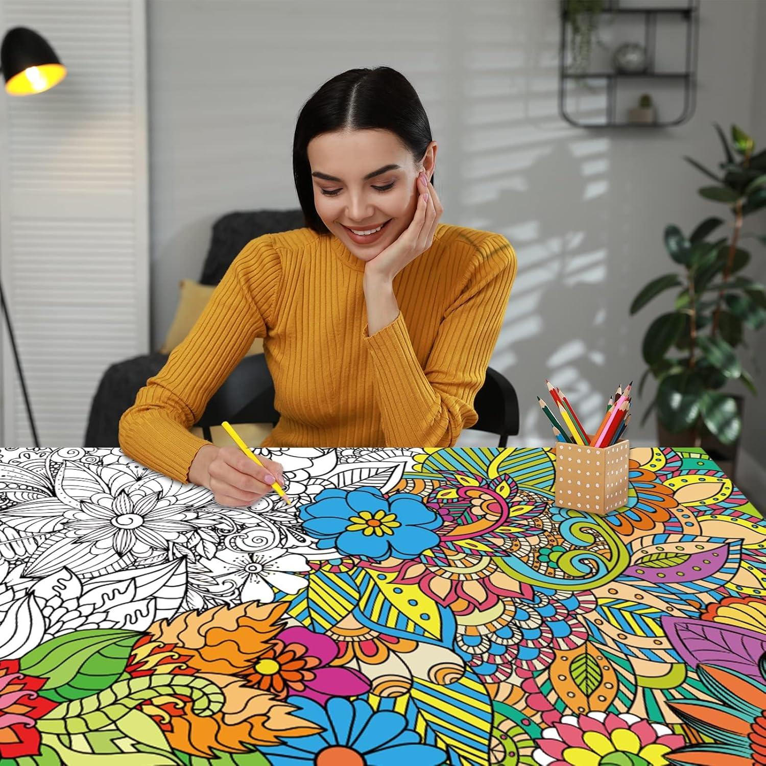 Paquete de 2 Pósters Gigantes para Colorear Mandala ZOIIWA 127x76 cm