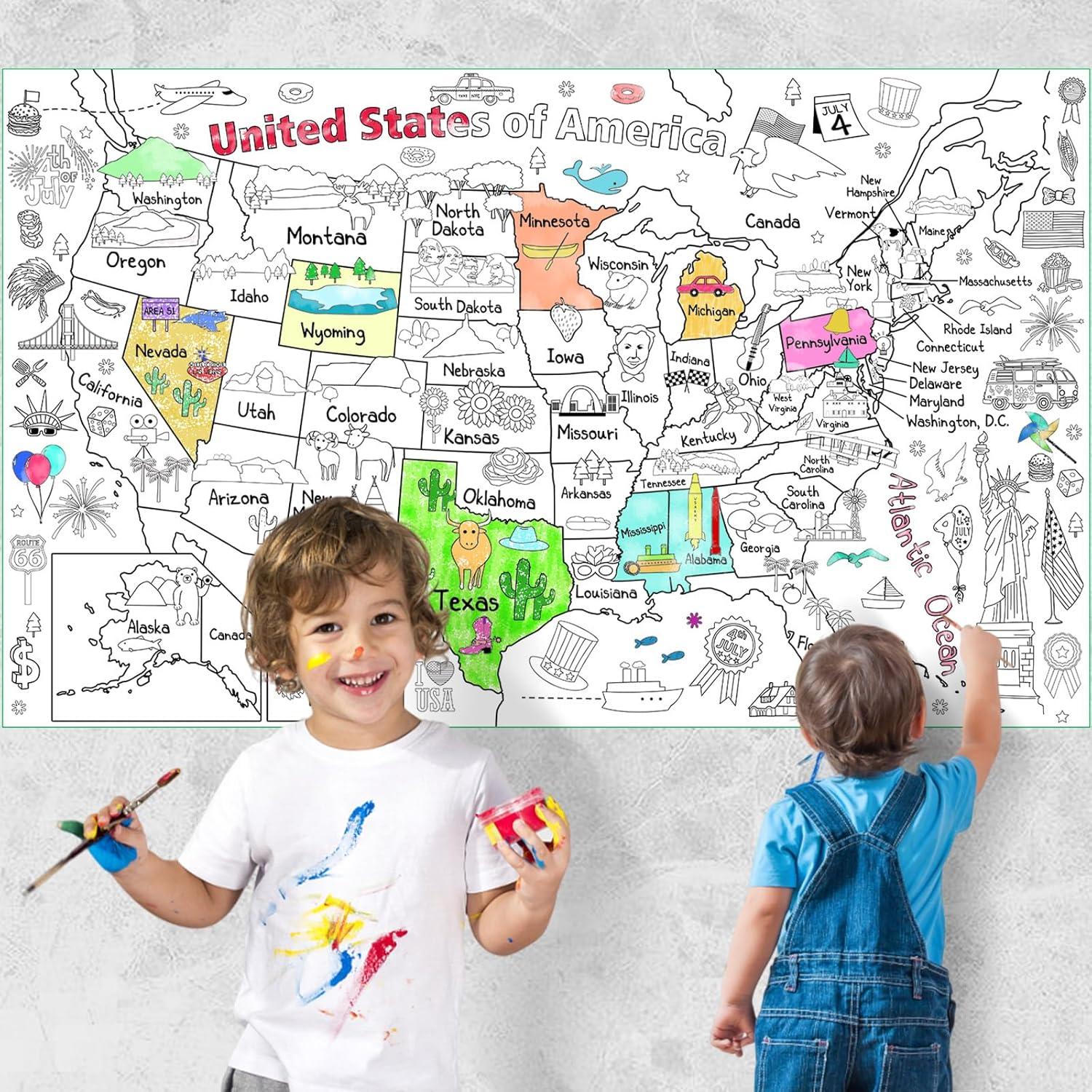 Póster Gigante para Colorear Mapa de EE. UU. 137x83 cm - Licidecopai