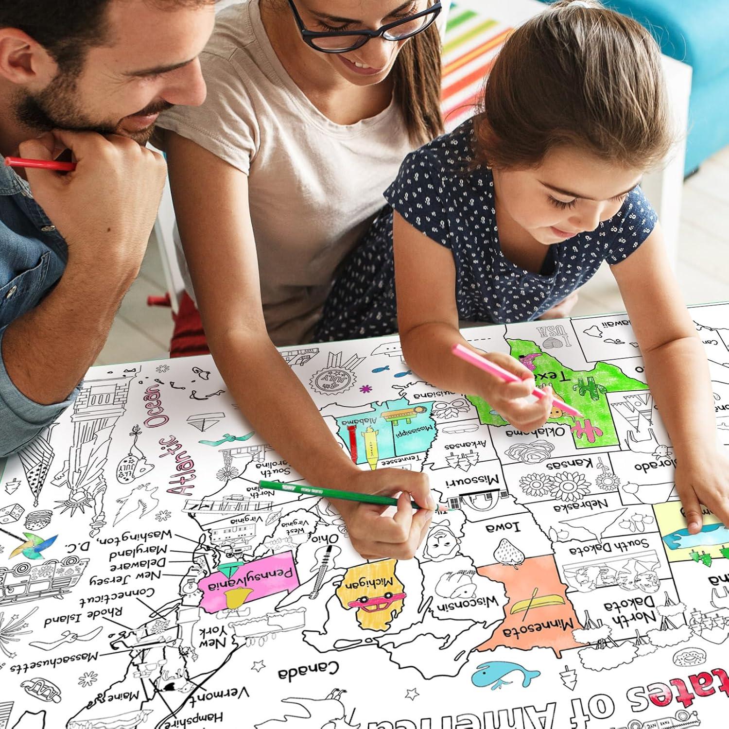 Póster Gigante para Colorear Mapa de EE. UU. 137x83 cm - Licidecopai