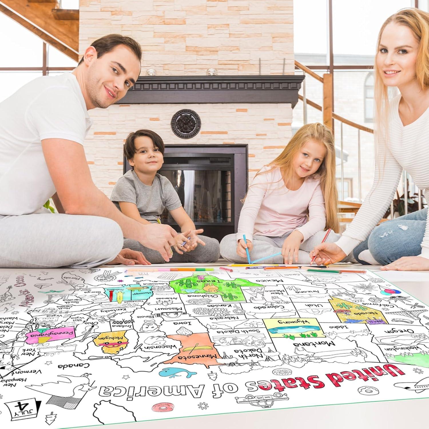 Póster Gigante para Colorear Mapa de EE. UU. 137x83 cm - Licidecopai