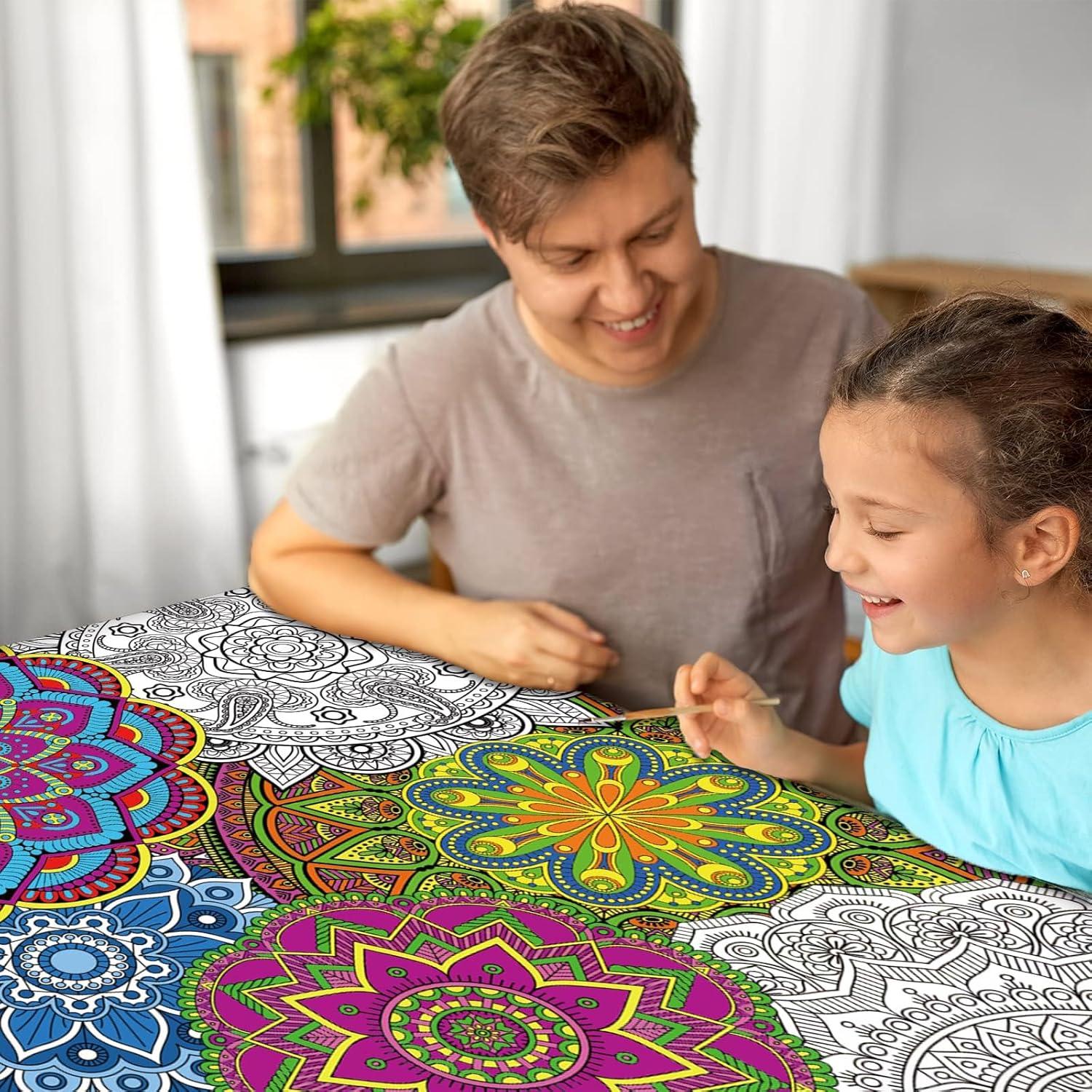 Paquete de 2 Pósters Gigantes para Colorear Mandala Tevxj 99x66 cm