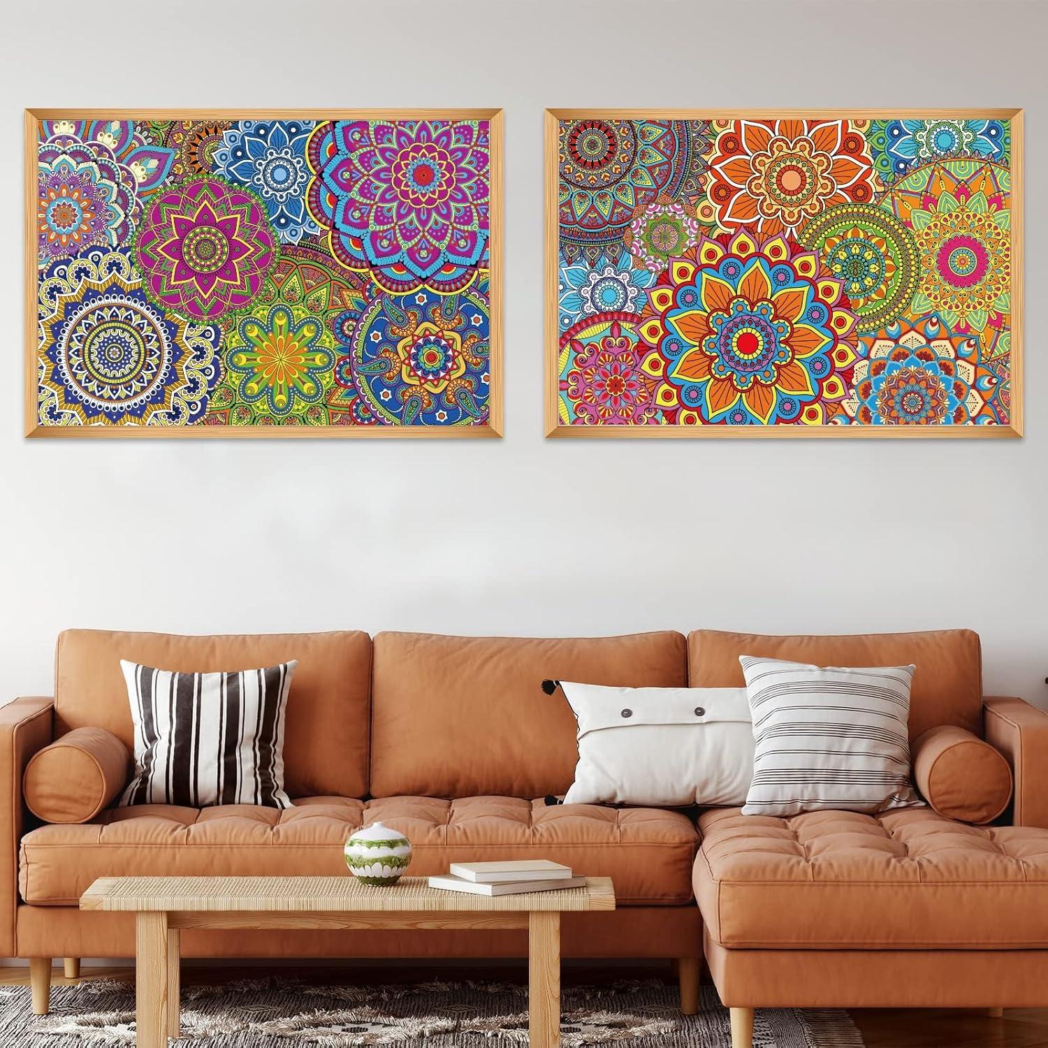 Paquete de 2 Pósters Gigantes para Colorear Mandala Tevxj 99x66 cm