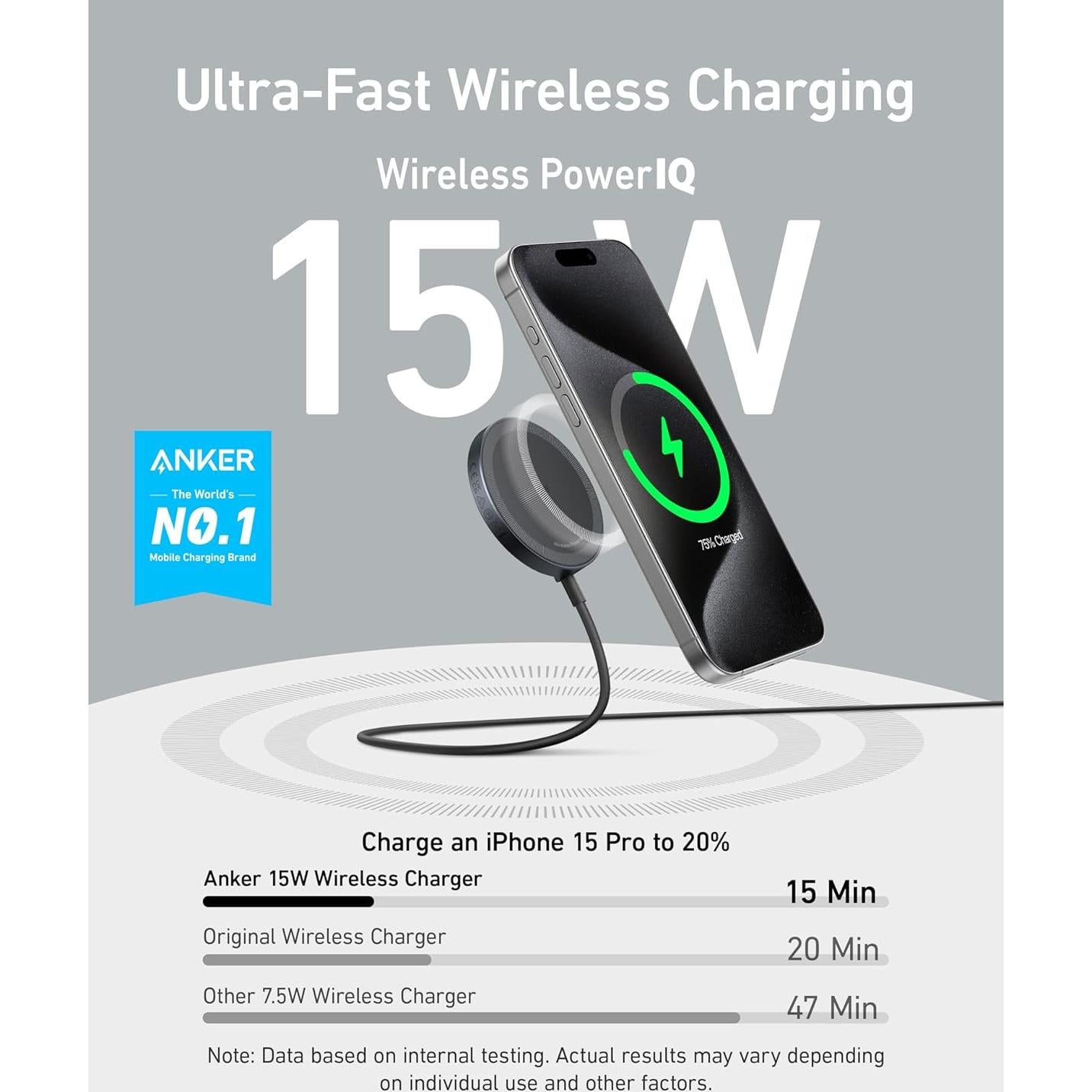 Cargador Inalámbrico Anker MagGo 15W para iPhone 16