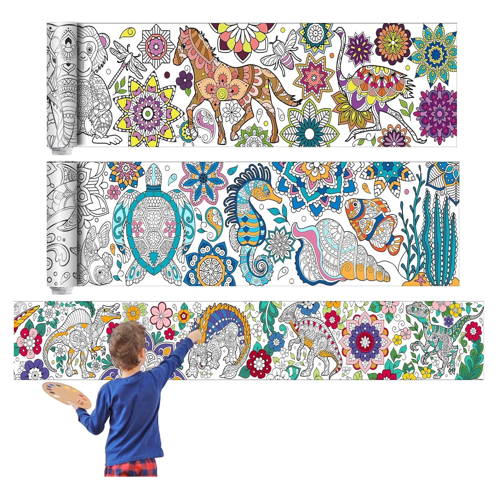 Pasimy 3 Piezas Pósters Gigantes para Colorear Mandala 30x300cm