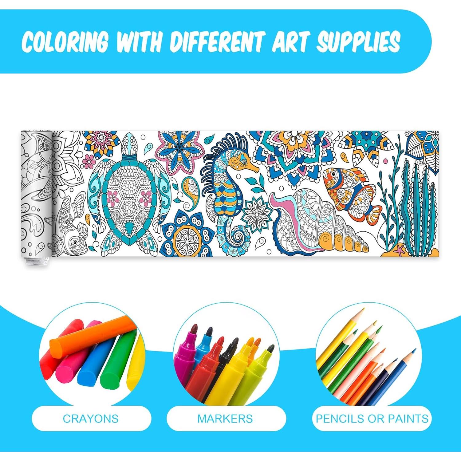 Pasimy 3 Piezas Pósters Gigantes para Colorear Mandala 30x300cm