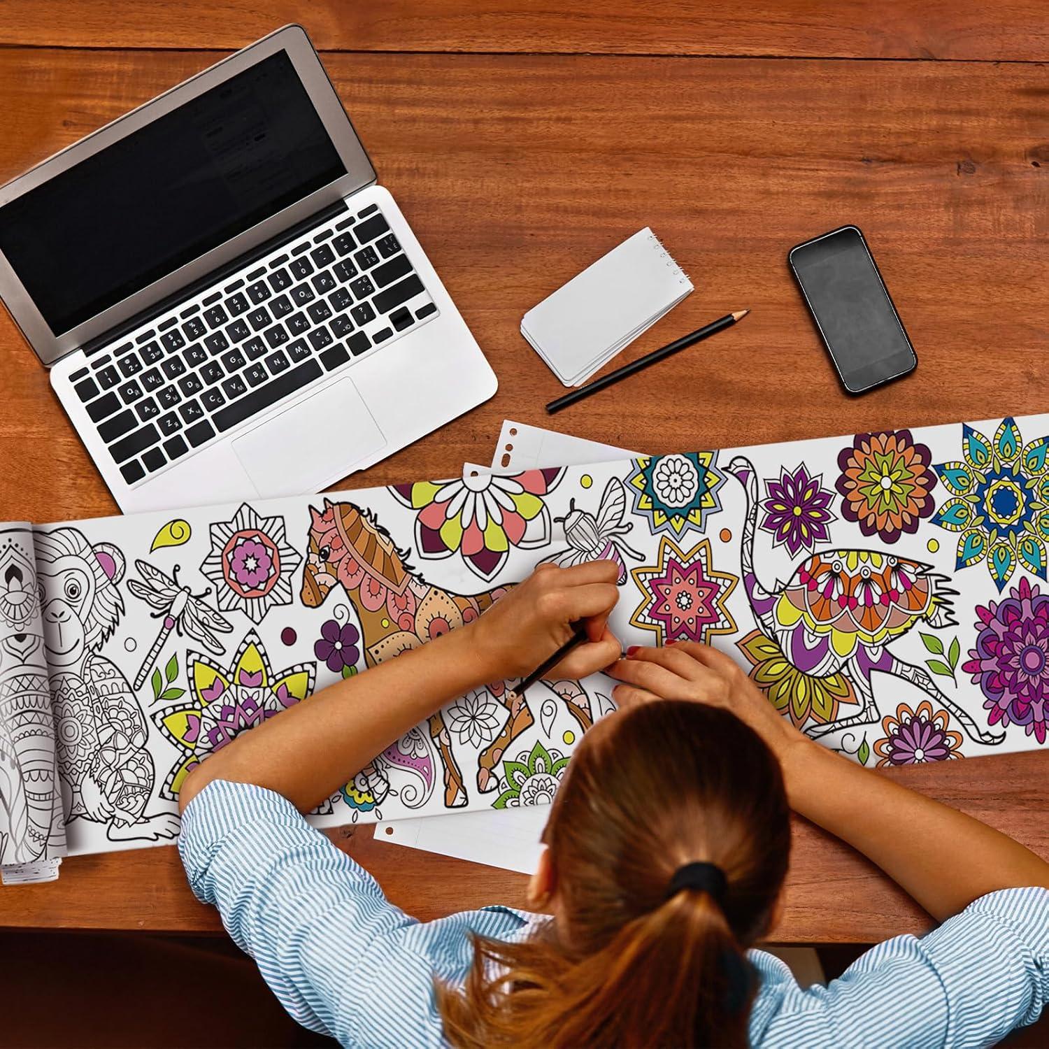 Pasimy 3 Piezas Pósters Gigantes para Colorear Mandala 30x300cm