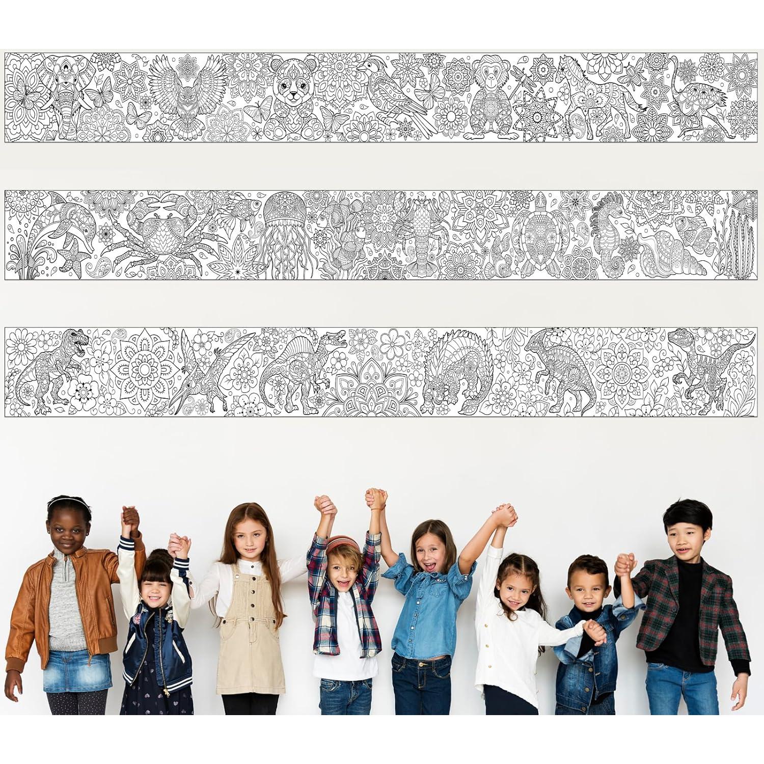 Pasimy 3 Piezas Pósters Gigantes para Colorear Mandala 30x300cm