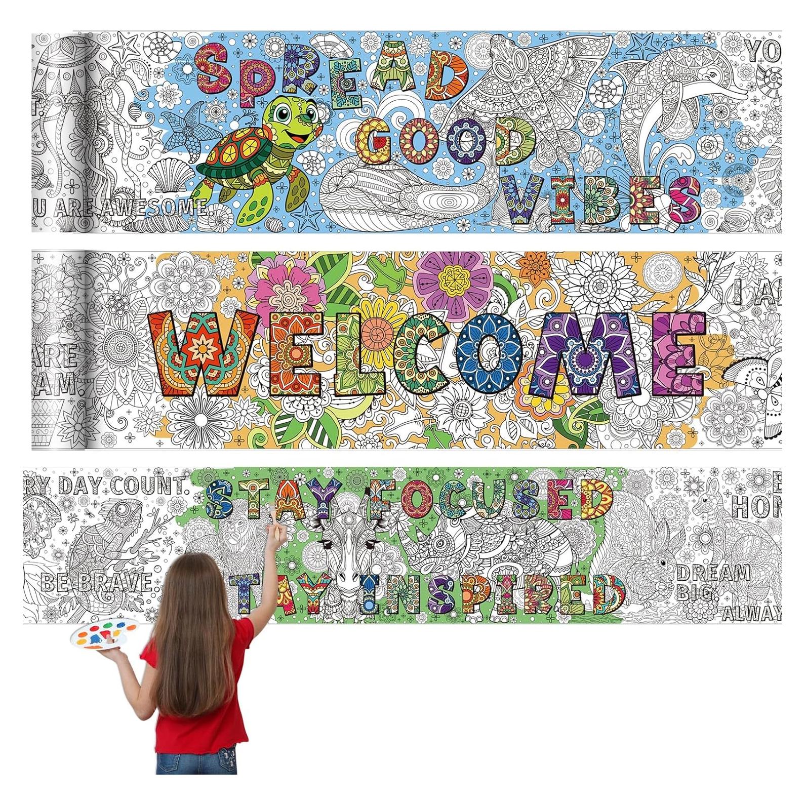 Pósteres Gigantes para Colorear Janlaugh - 3 Pack 30x300 cm