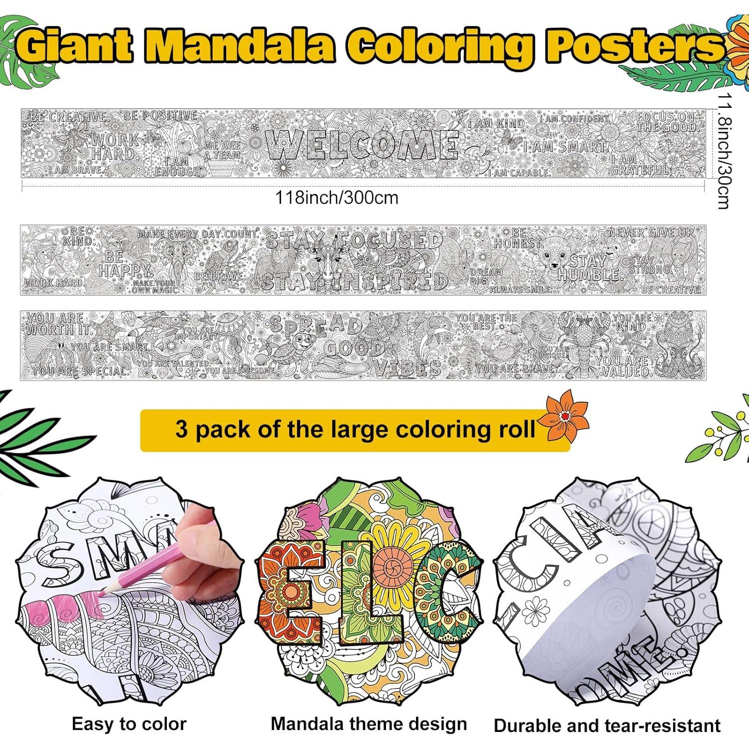 Pósteres Gigantes para Colorear Janlaugh - 3 Pack 30x300 cm