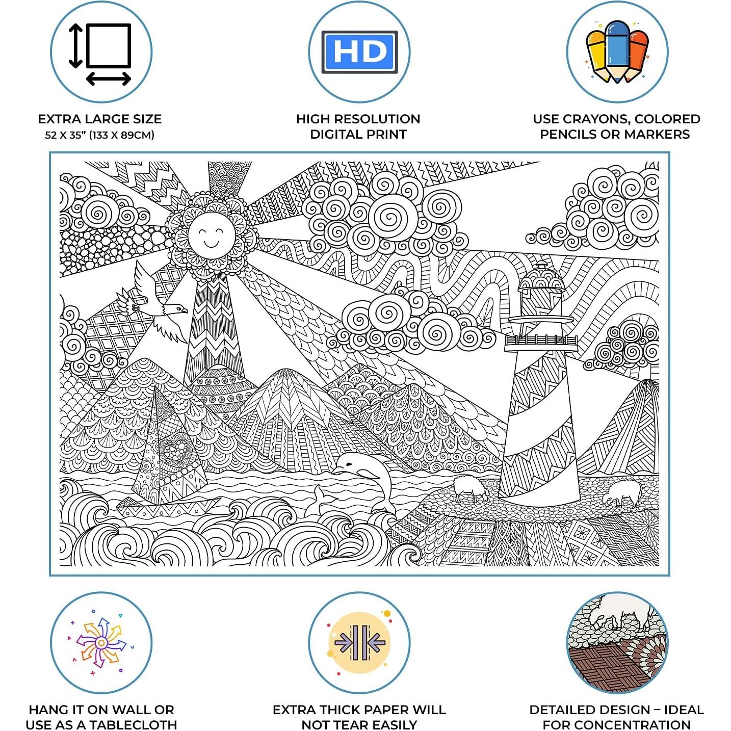 Póster para Colorear Gigante Dekali Designs 89x132 cm Papel Premium