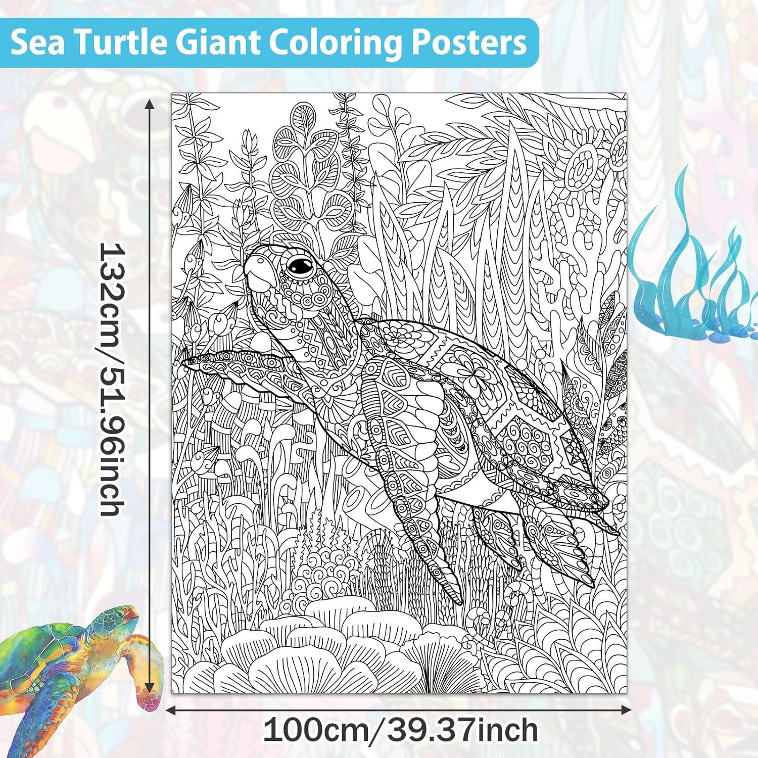 Póster Gigante para Colorear Tortuga Marina ZOIIWA 132x100 cm