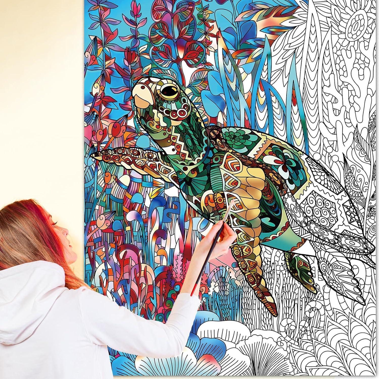 Póster Gigante para Colorear Tortuga Marina ZOIIWA 132x100 cm