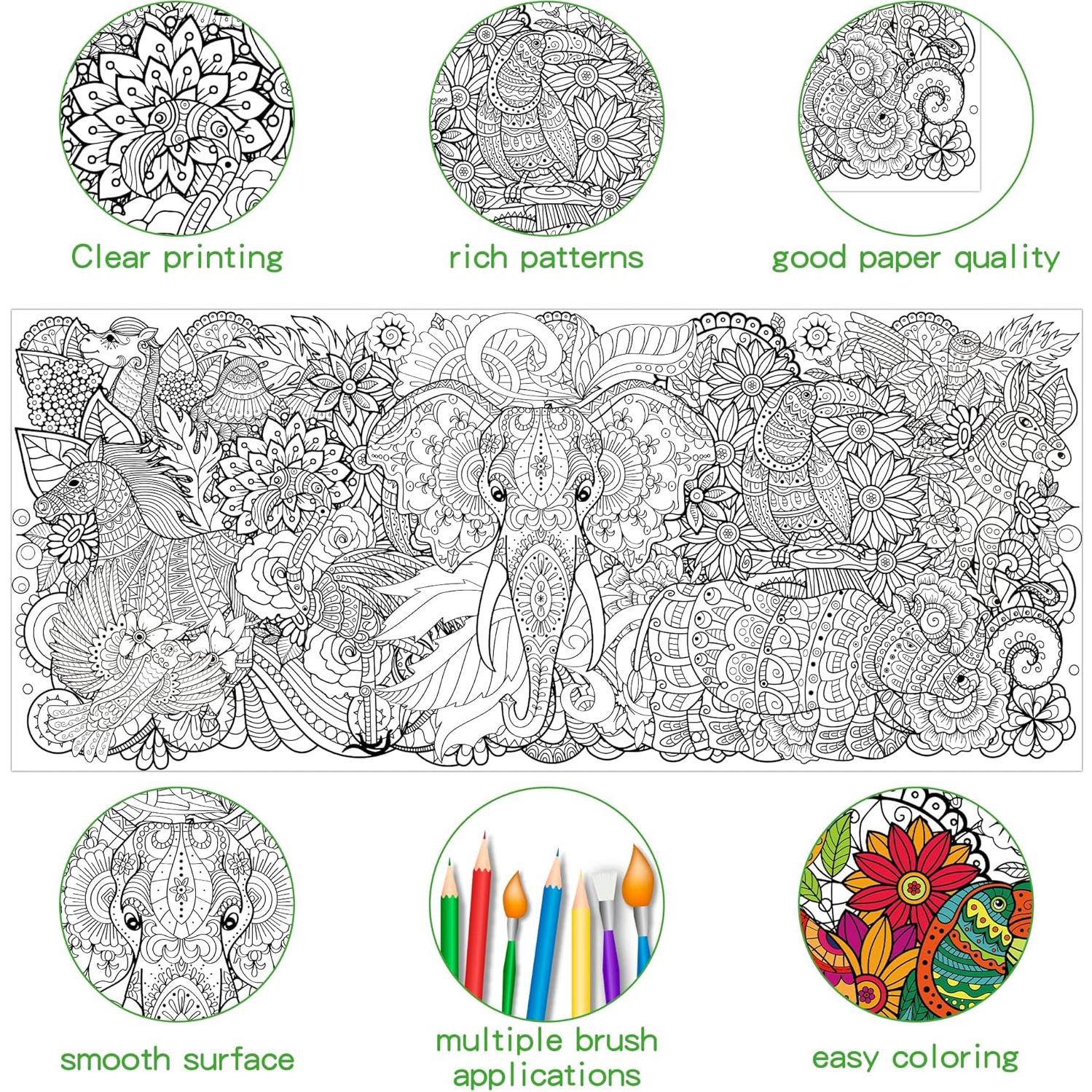 Póster de Colorear Mandala Gigante BZaber 139.7x58.4cm