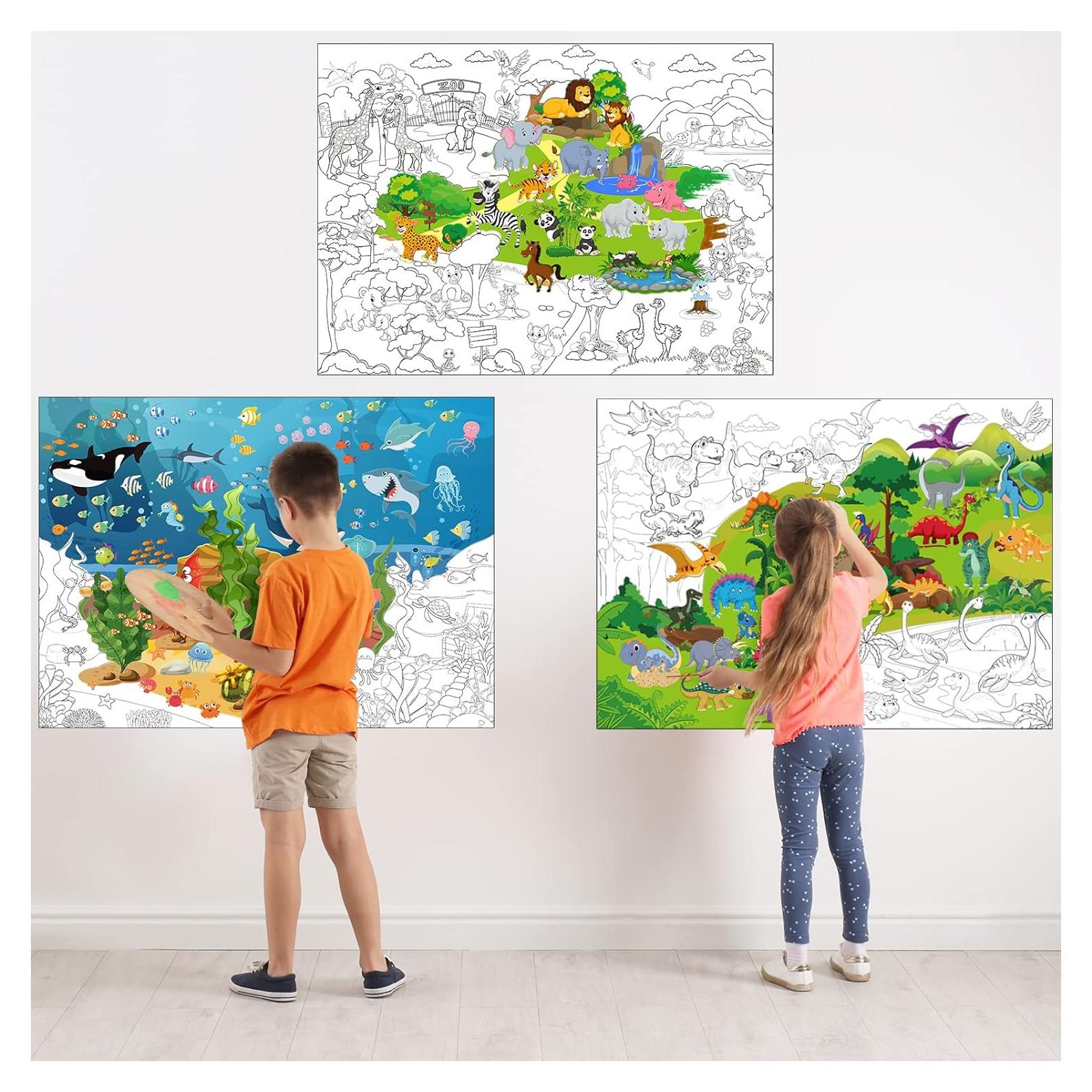 Conjunto de 3 Pósters Gigantes para Colorear Funrous 110 x 80 cm