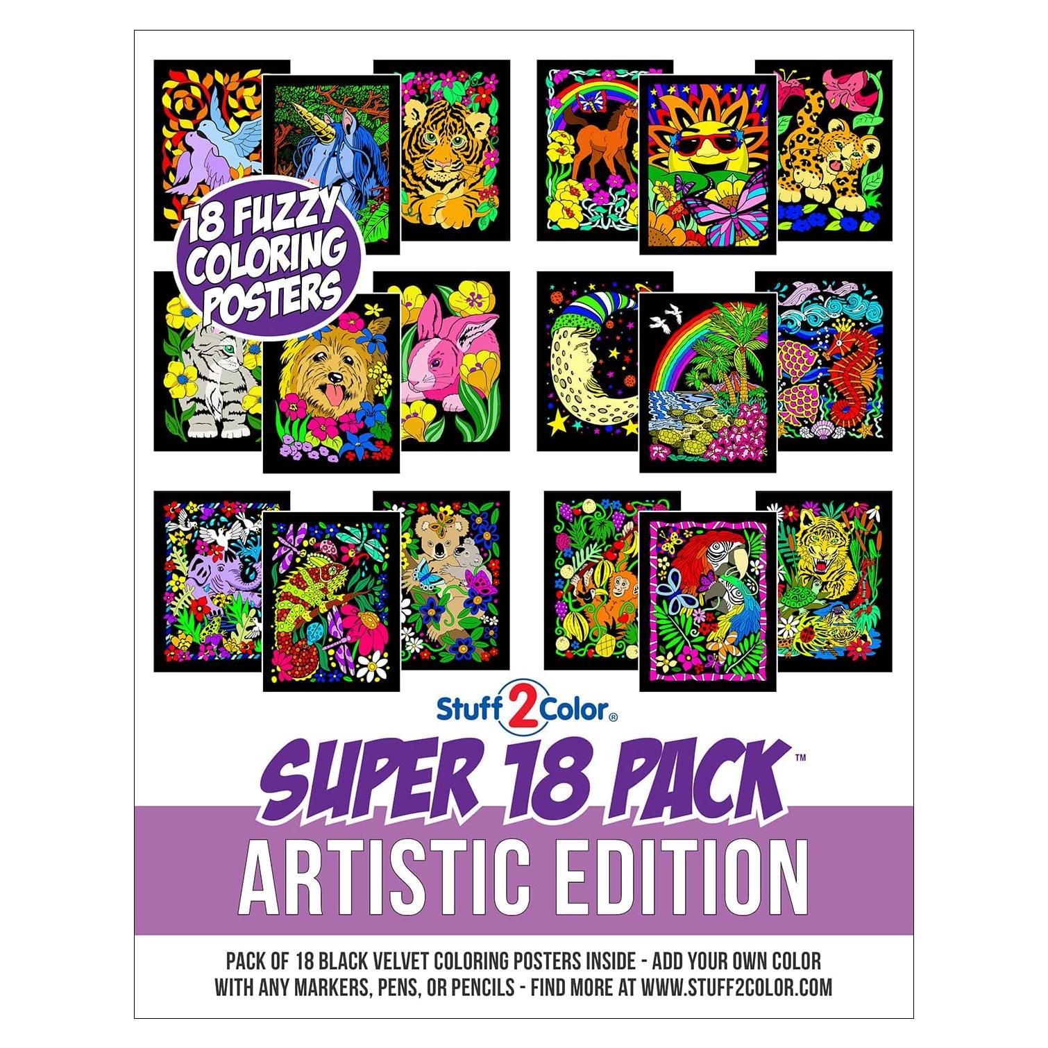 Pack de 18 Pósters de Colorear Terciopelo Difuso Stuff2Color