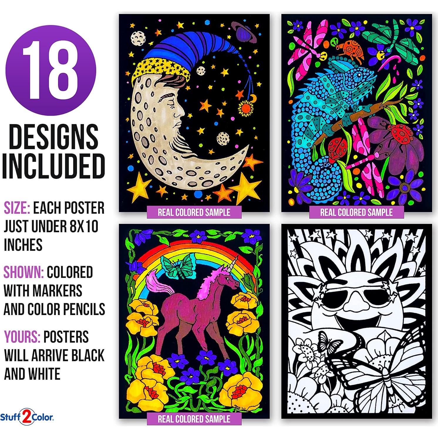 Pack de 18 Pósters de Colorear Terciopelo Difuso Stuff2Color