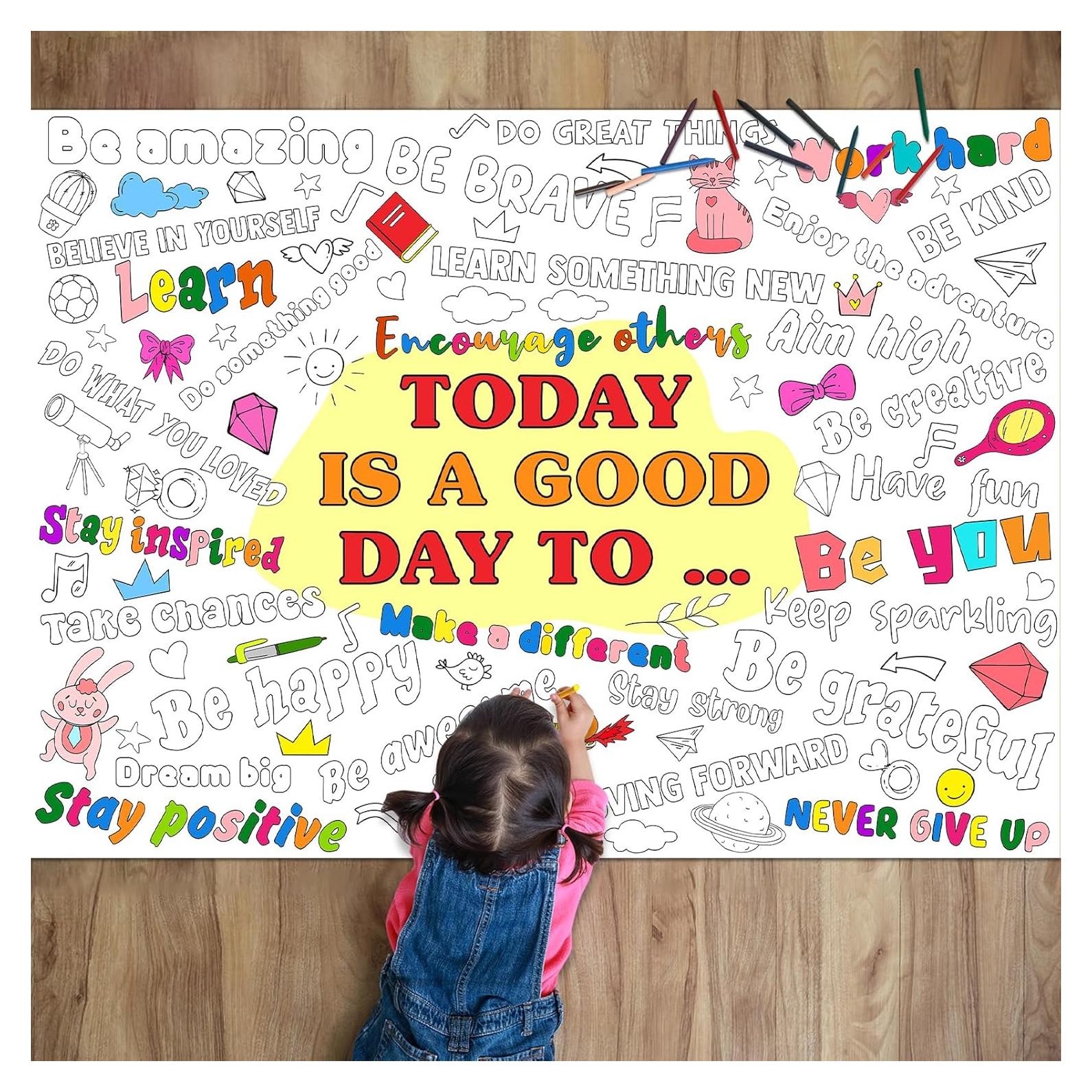 Póster Gigante para Colorear Afirmaciones Positivas Naozinebi 110x80cm