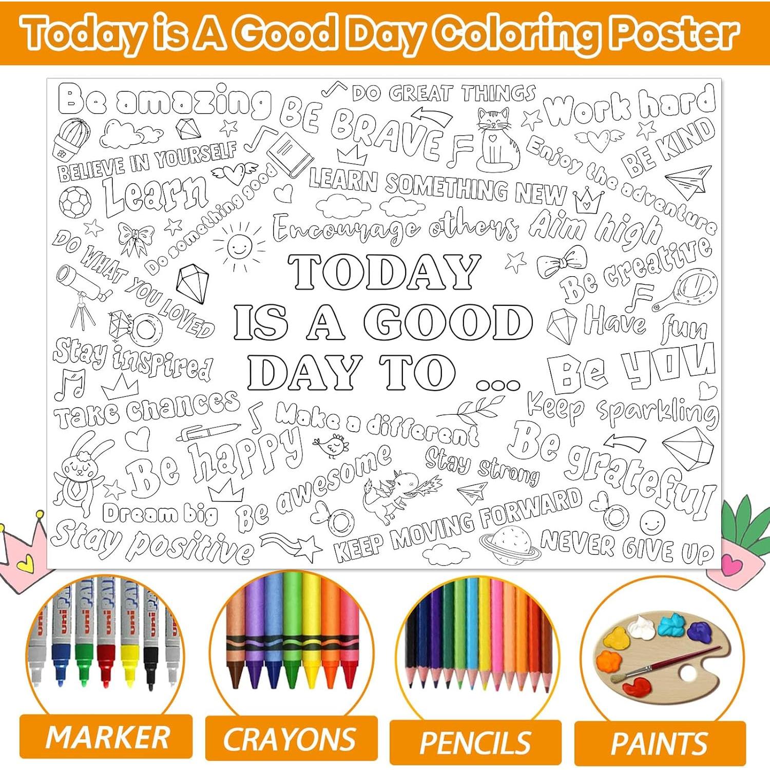 Póster Gigante para Colorear Afirmaciones Positivas Naozinebi 110x80cm