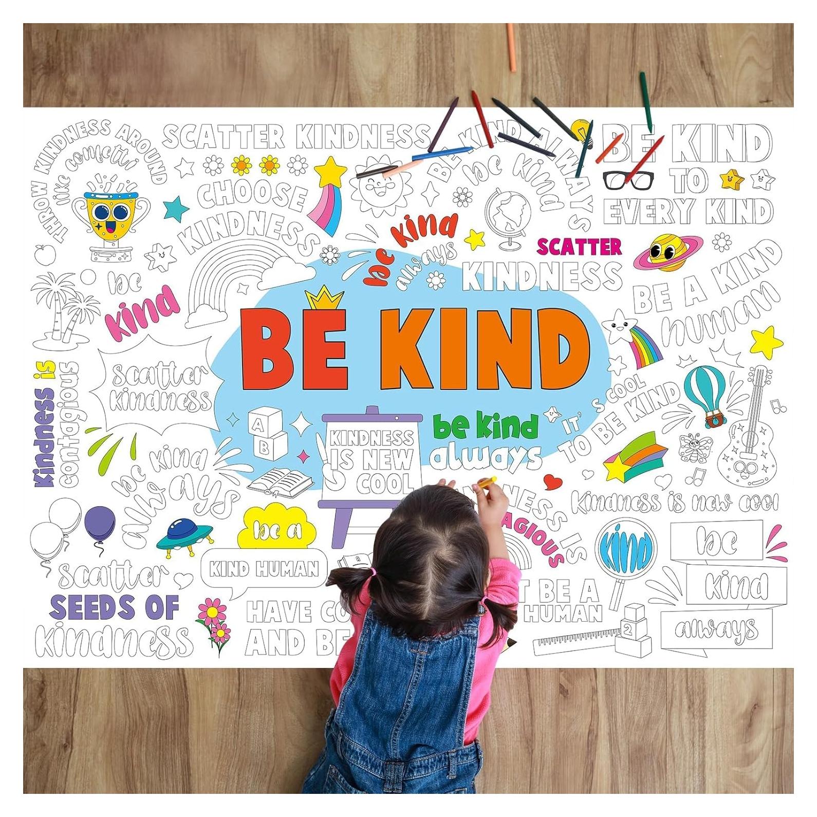 Póster Gigante para Colorear Sé Amable 80x110cm Naozinebi