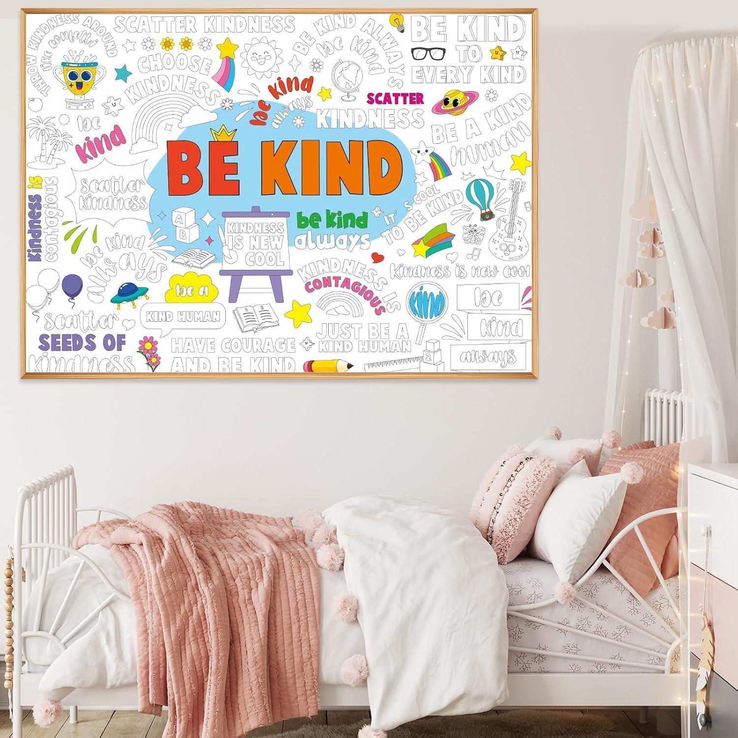 Póster Gigante para Colorear Sé Amable 80x110cm Naozinebi