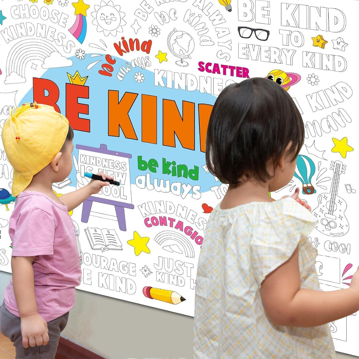 Póster Gigante para Colorear Sé Amable 80x110cm Naozinebi