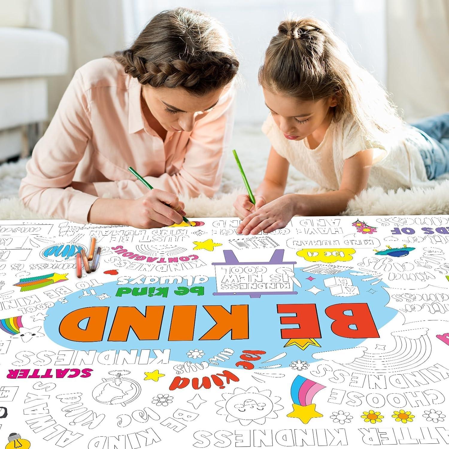 Póster Gigante para Colorear Sé Amable 80x110cm Naozinebi