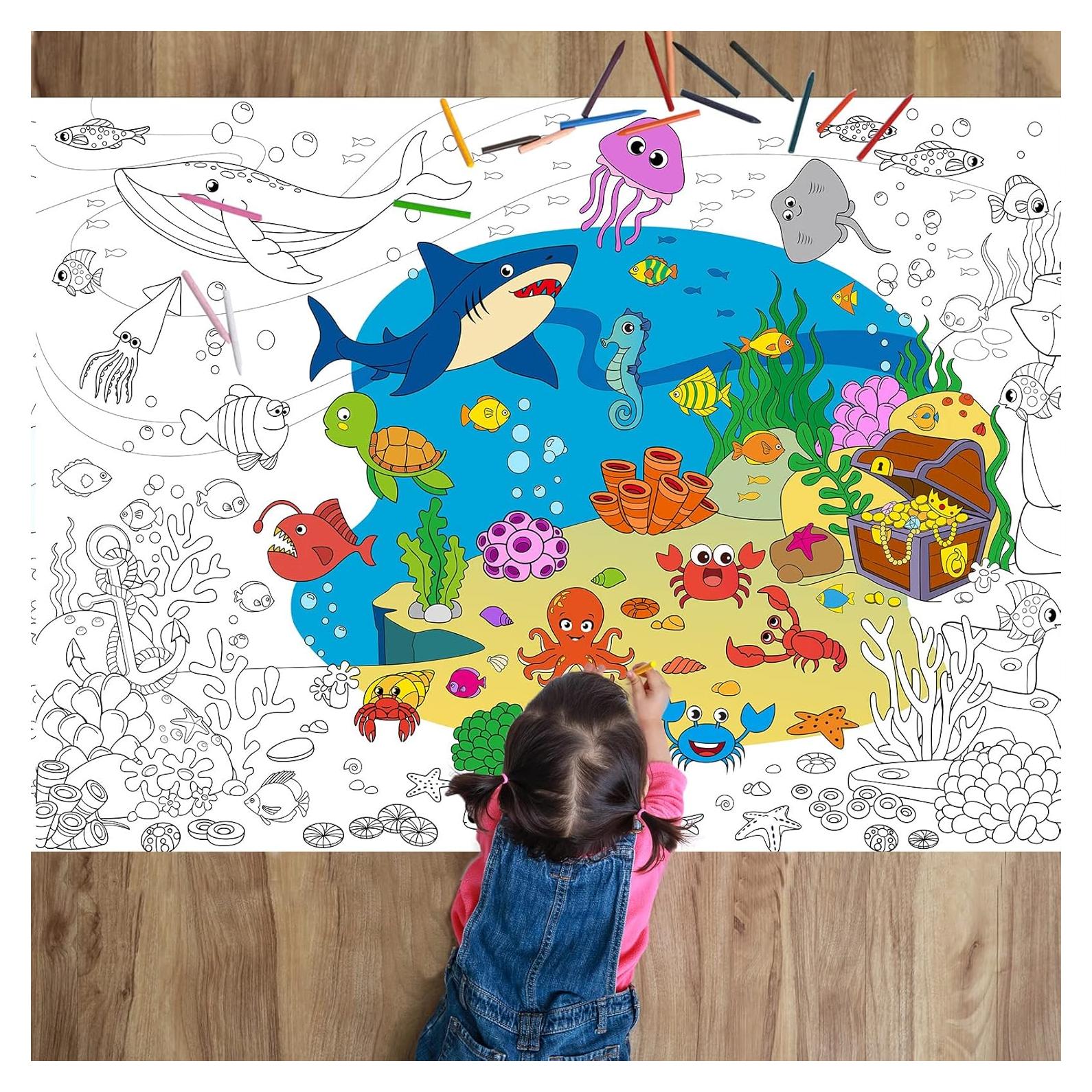 Póster Gigante para Colorear Tevxj Bajo el Mar 110x80 cm