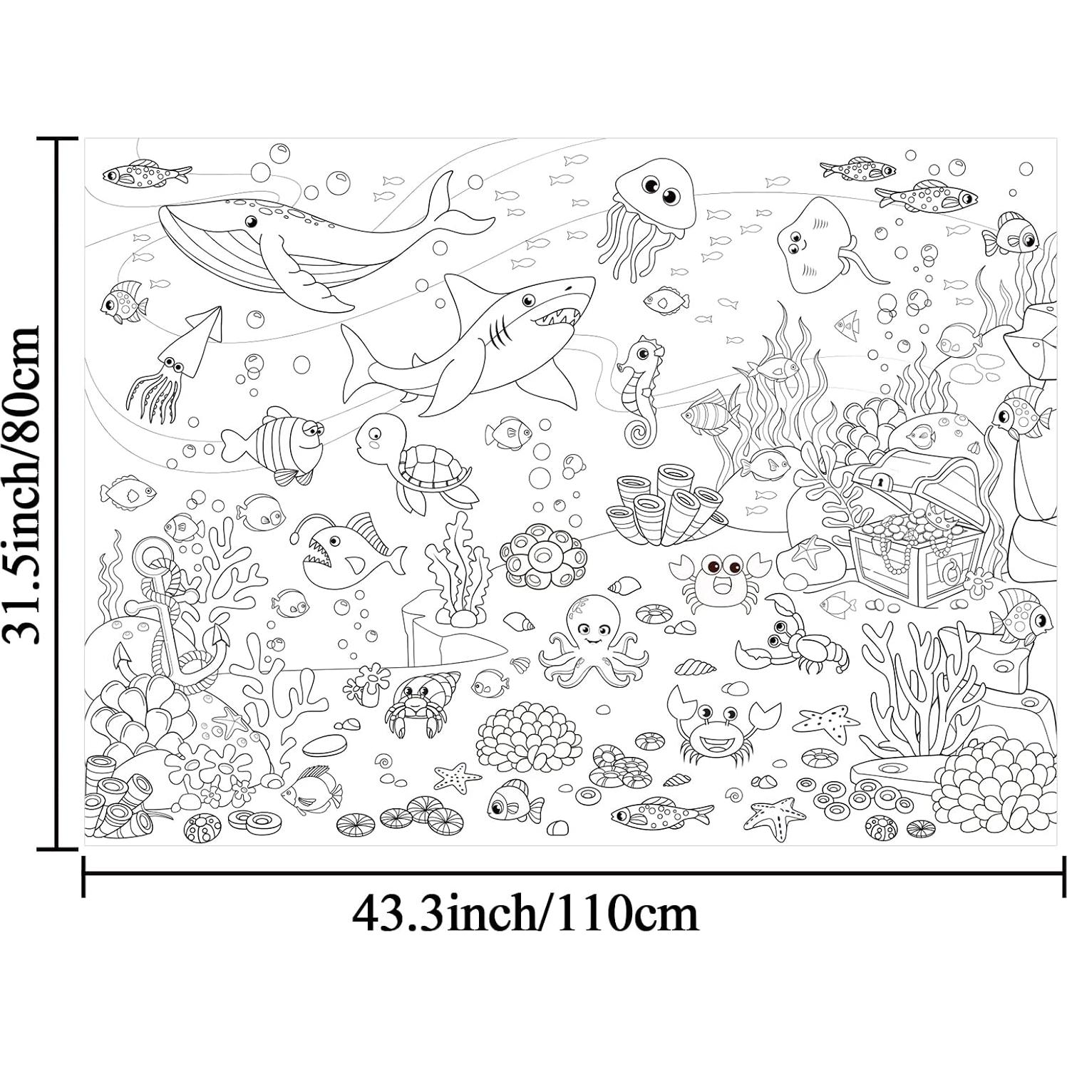 Póster Gigante para Colorear Tevxj Bajo el Mar 110x80 cm