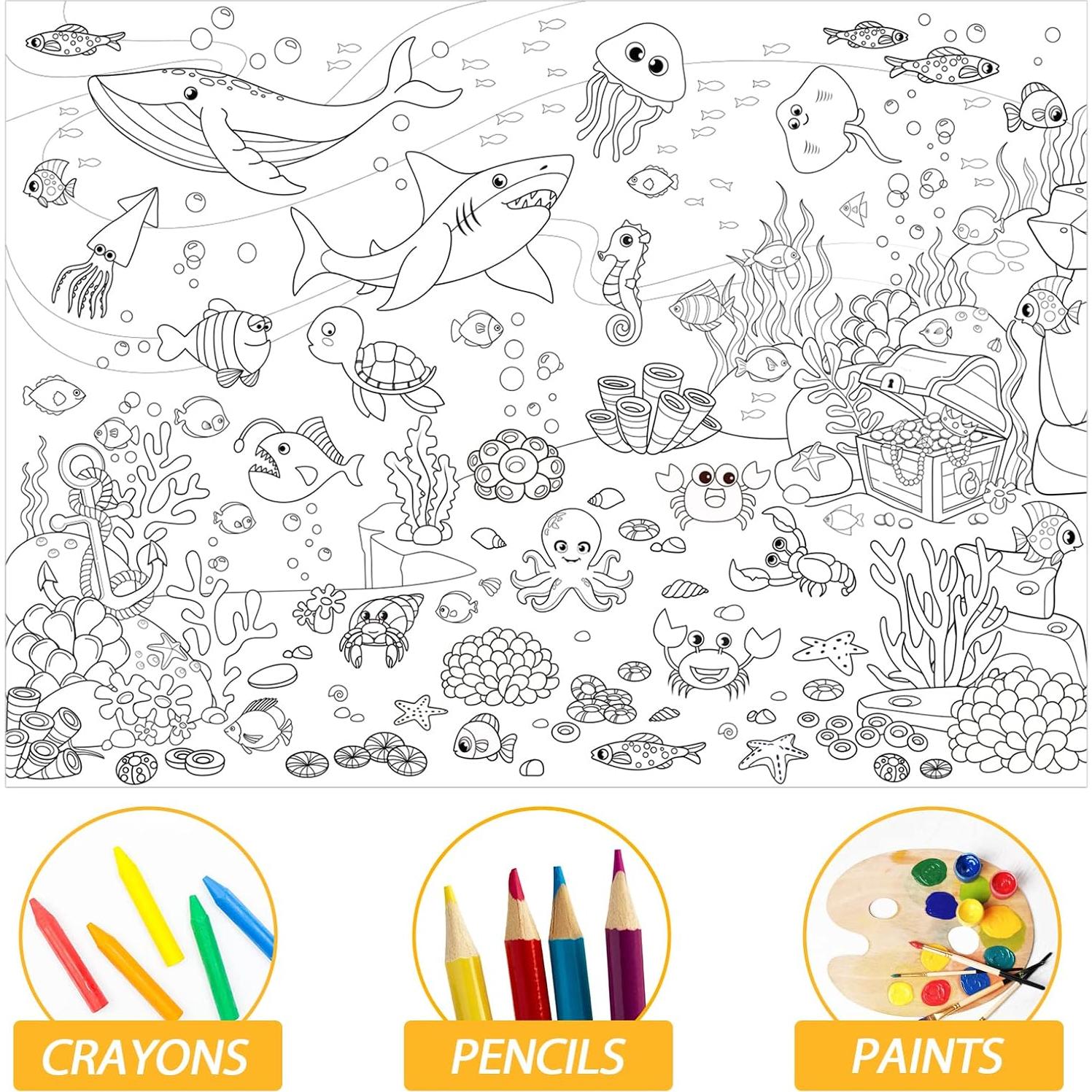 Póster Gigante para Colorear Tevxj Bajo el Mar 110x80 cm