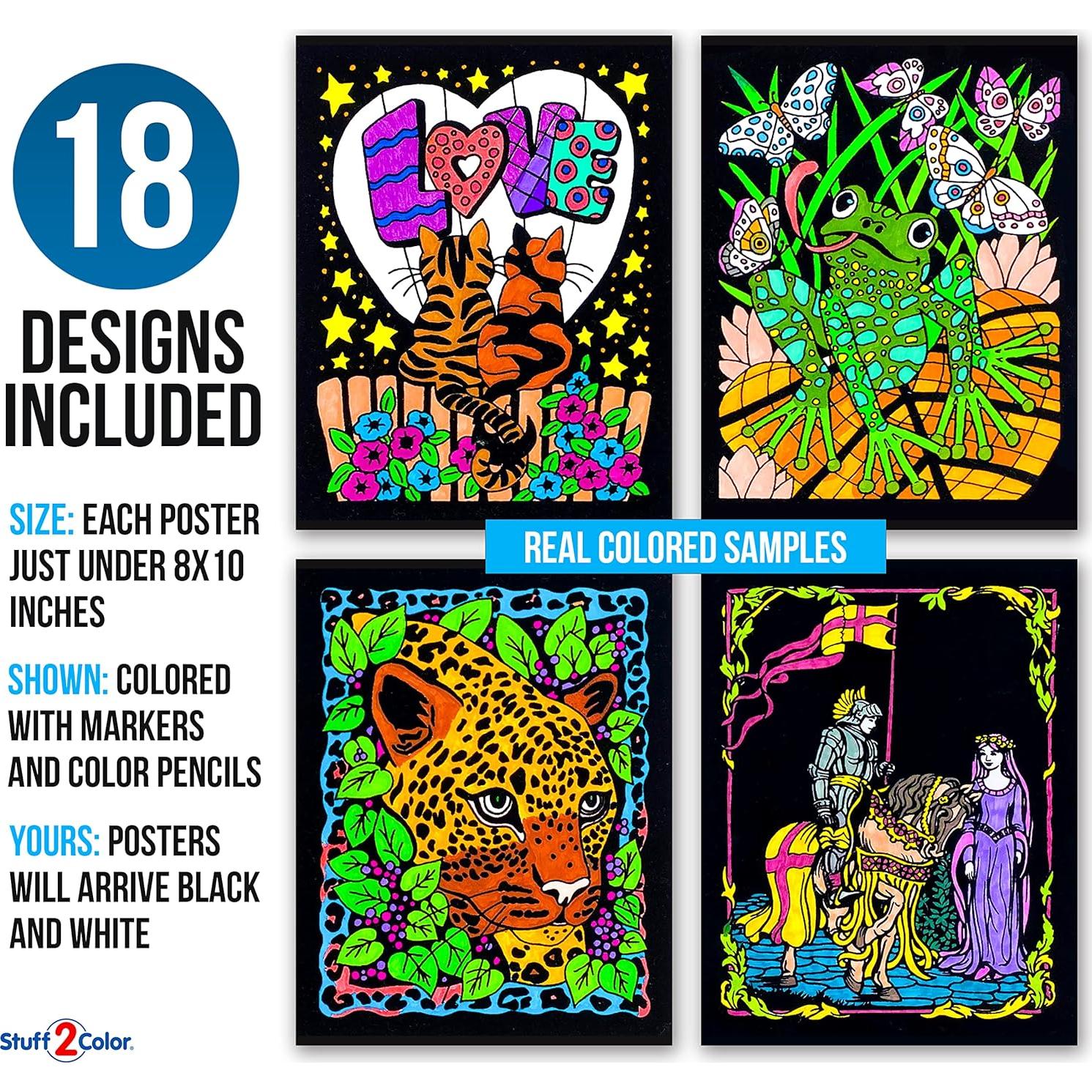 Pack de 18 Pósters para Colorear Stuff2Color - Terciopelo Difuso
