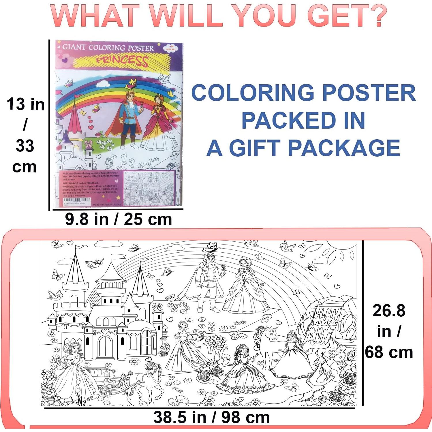 Póster Gigante para Colorear ALEX Art - Princesa 98.4x66 cm