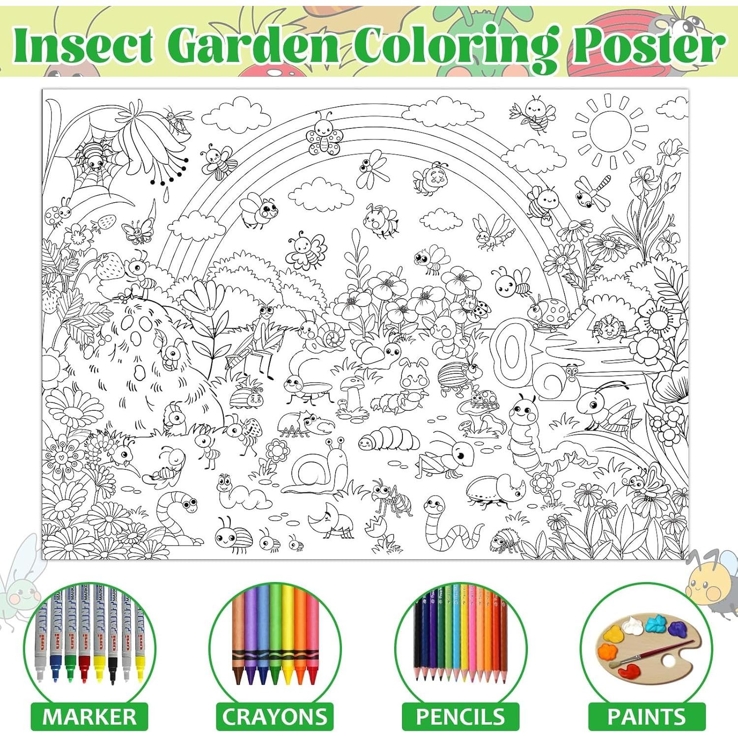 Póster para Colorear Jardín de Insectos Naozinebi 80x110cm