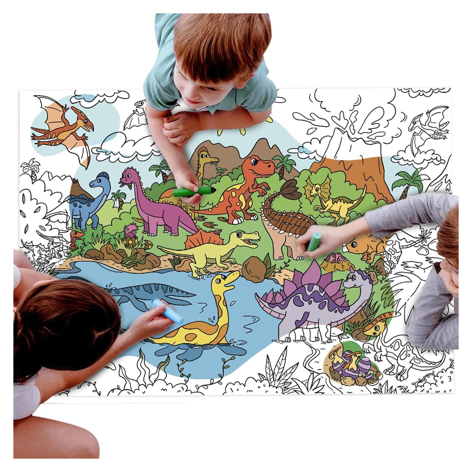 Póster Gigante para Colorear Dinosaurios - 110 x 80 cm