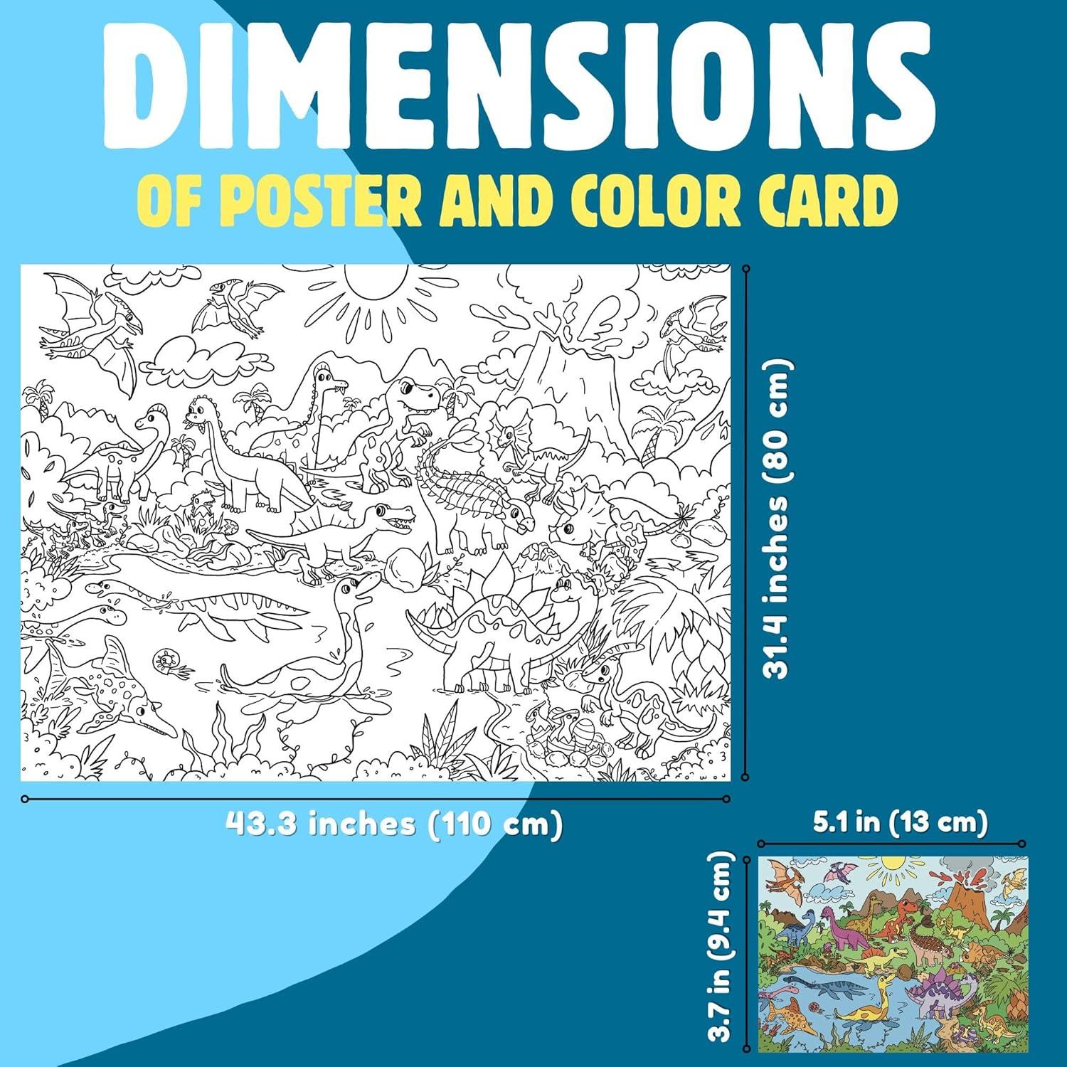 Póster Gigante para Colorear Dinosaurios - 110 x 80 cm