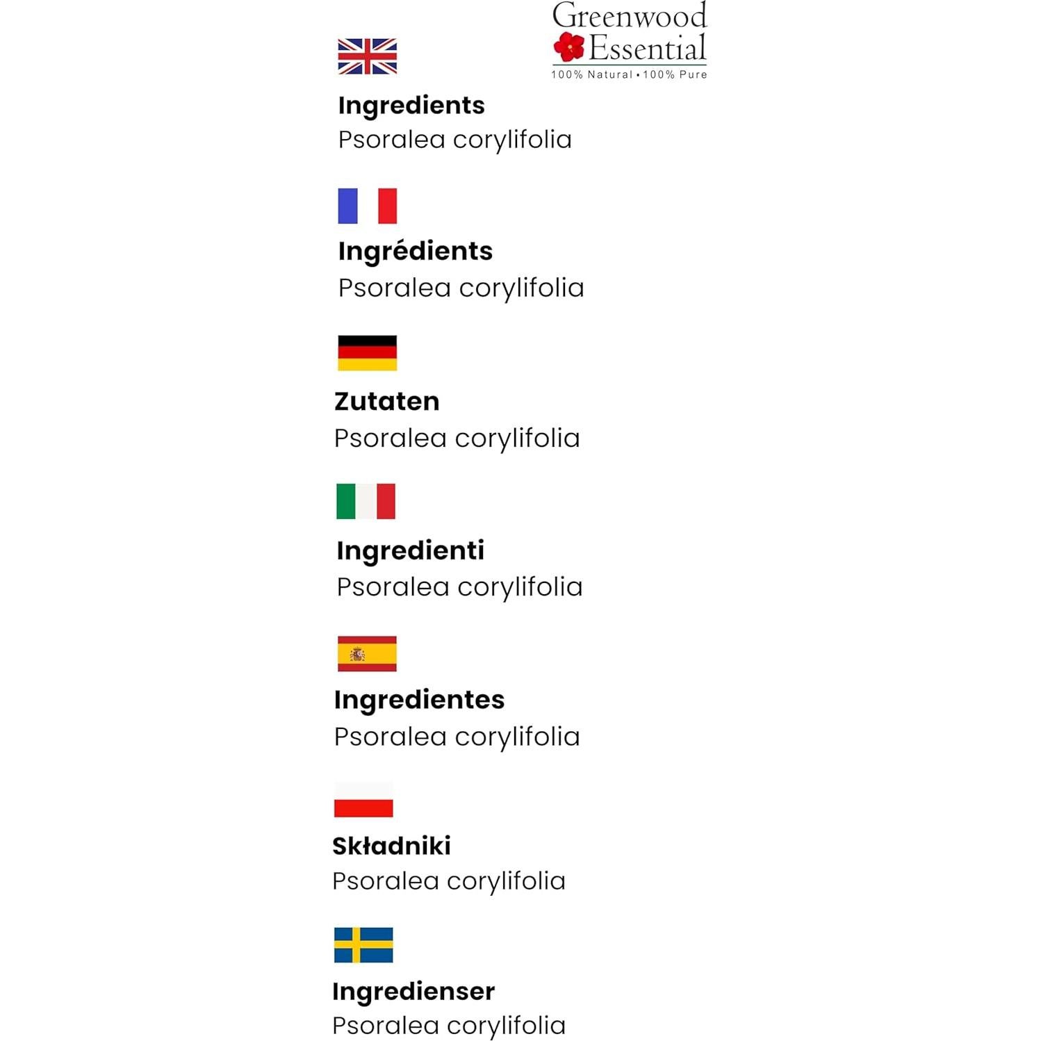 Aceite Puro de Babchi Greenwood Essential 15ml Prensado en Frío