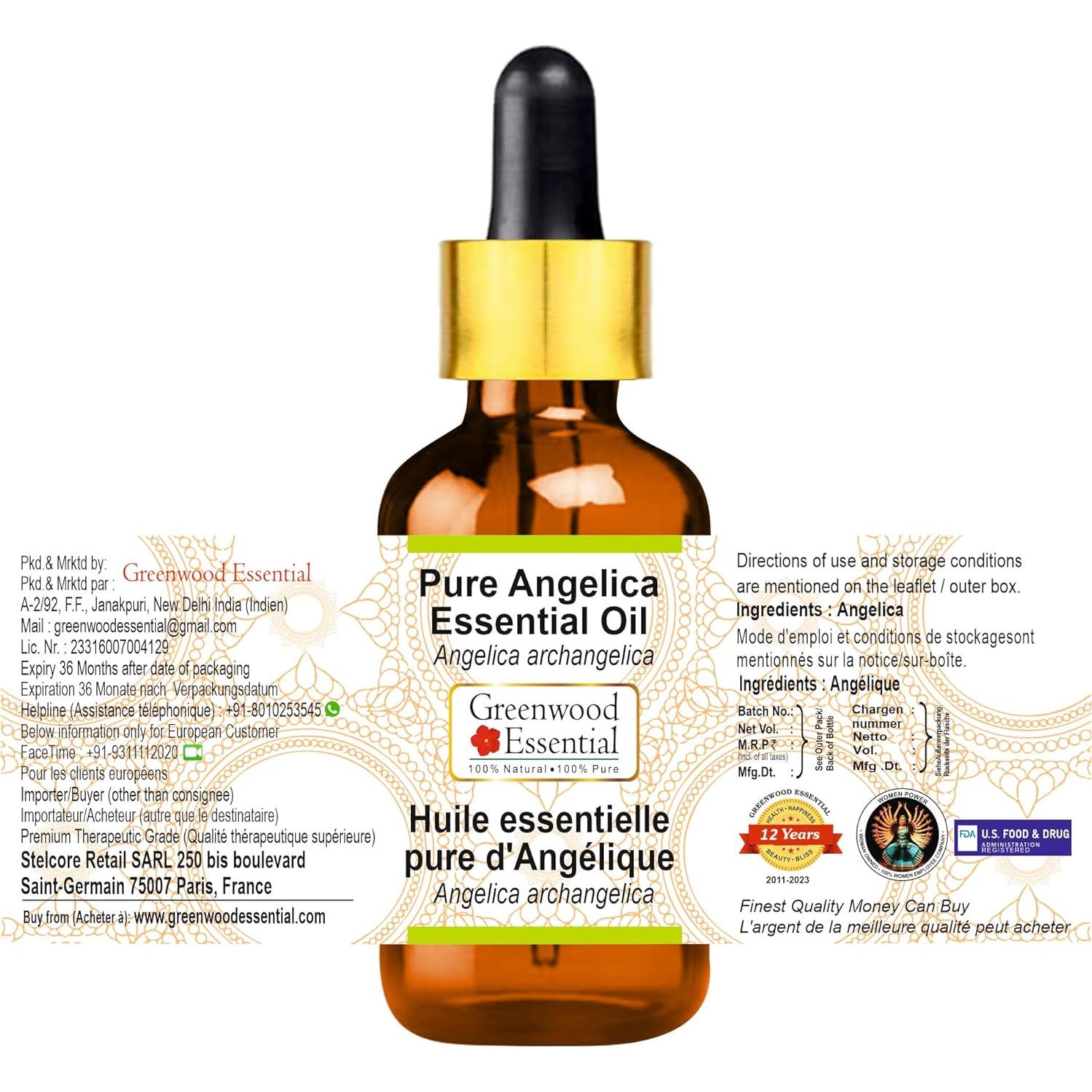 Aceite Esencial Puro de Angélica Greenwood 2ml con Gotero