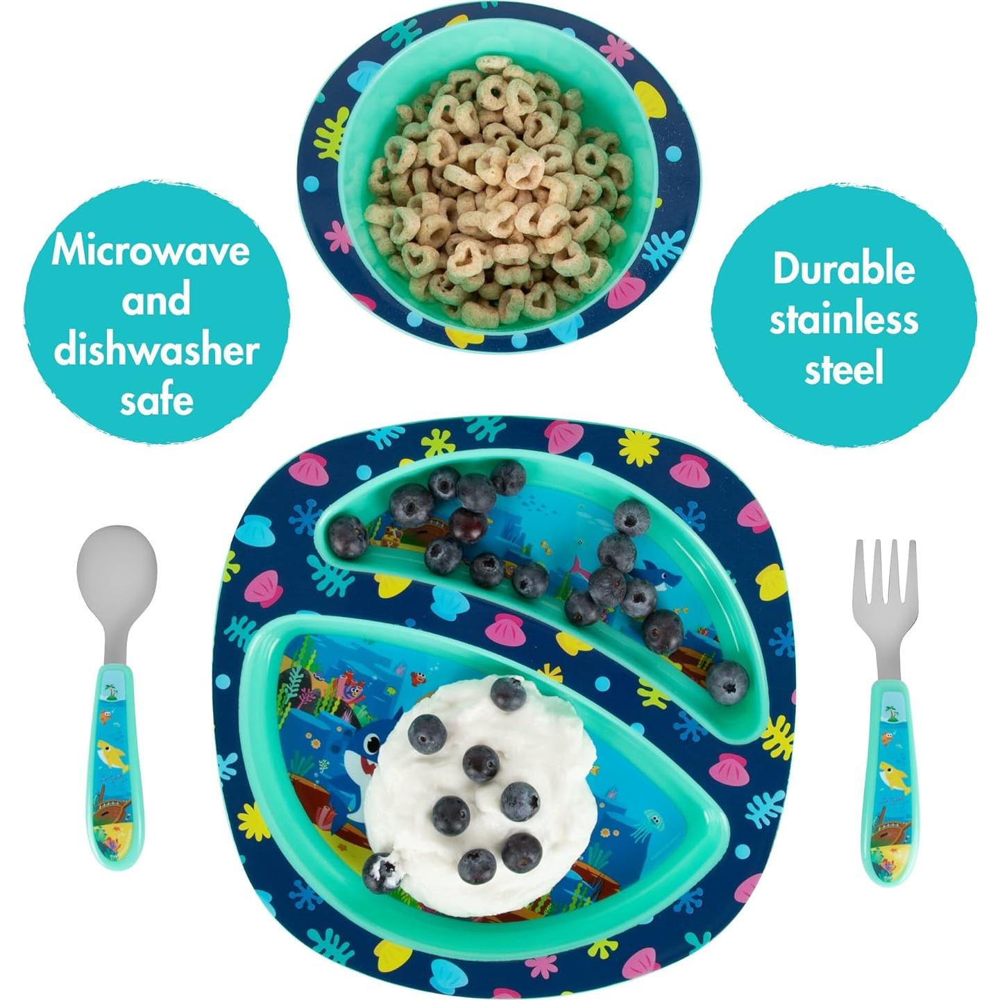 Vajilla Baby Shark The First Years 4 Piezas Azul