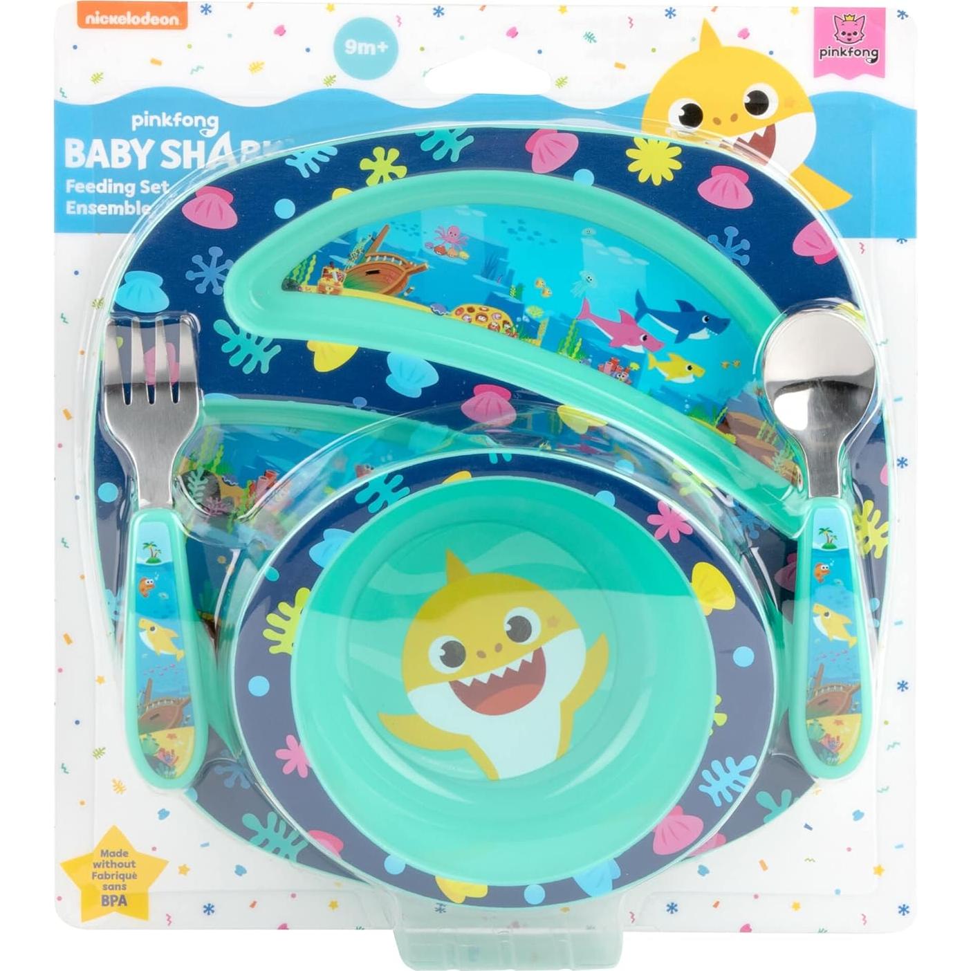 Vajilla Baby Shark The First Years 4 Piezas Azul