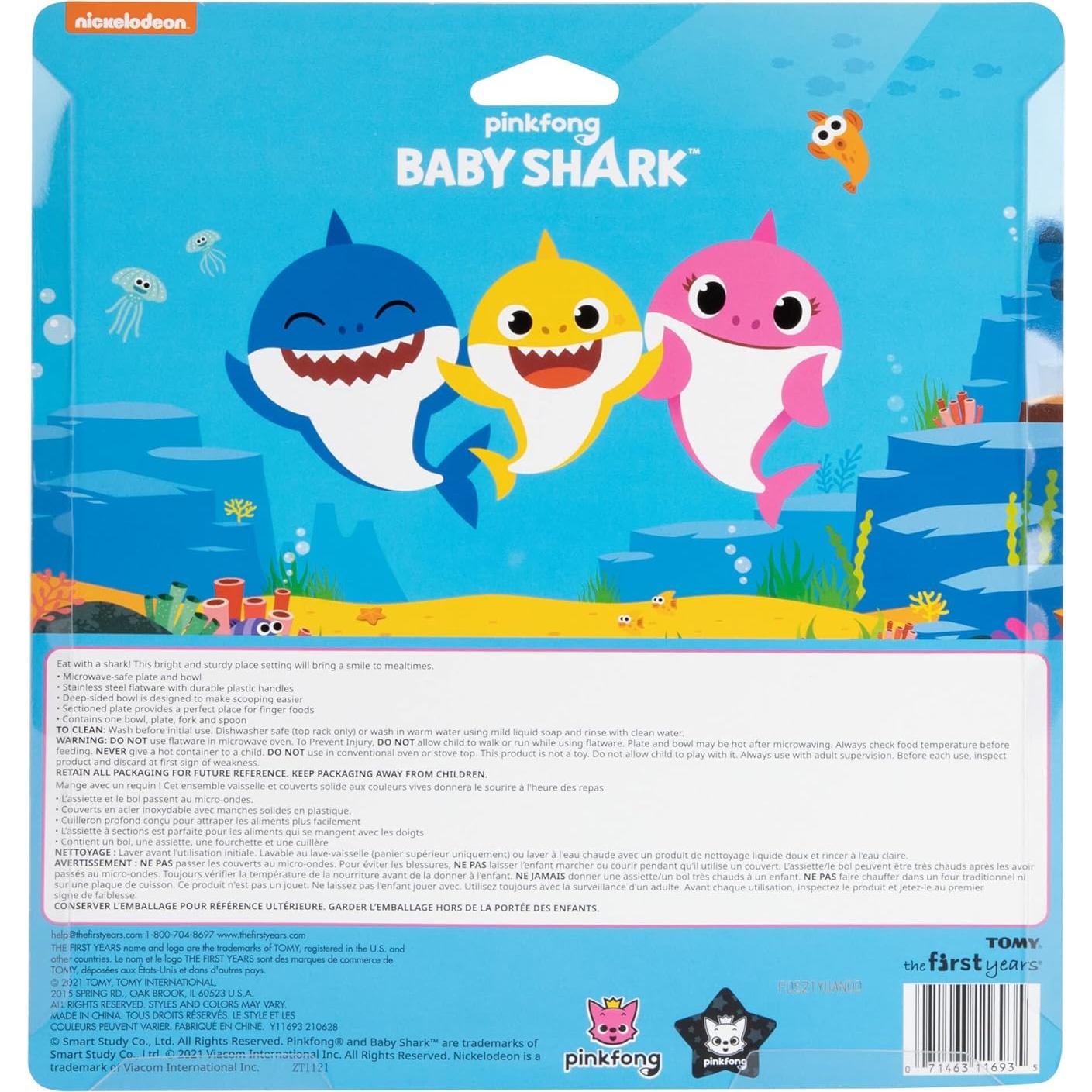 Vajilla Baby Shark The First Years 4 Piezas Azul