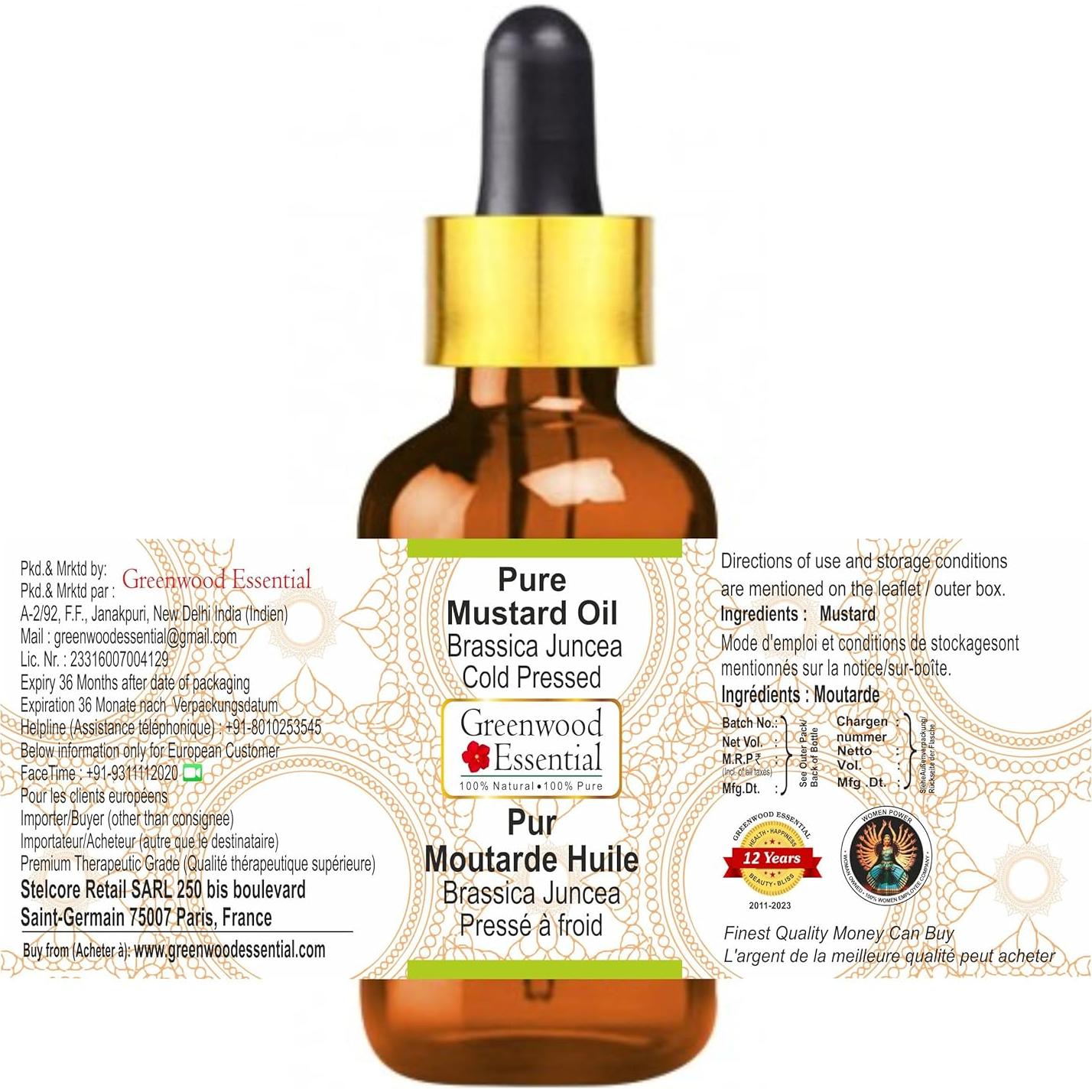 Aceite Esencial de Mostaza 30ml Greenwood | Prensado en Frío | Natural