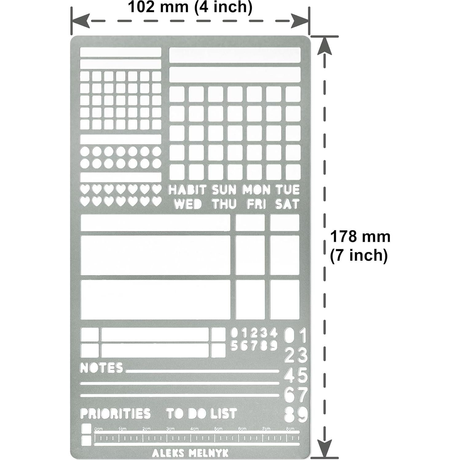 Plantilla de Metal Aleks Melnyk No.423 para Bullet Journaling A5